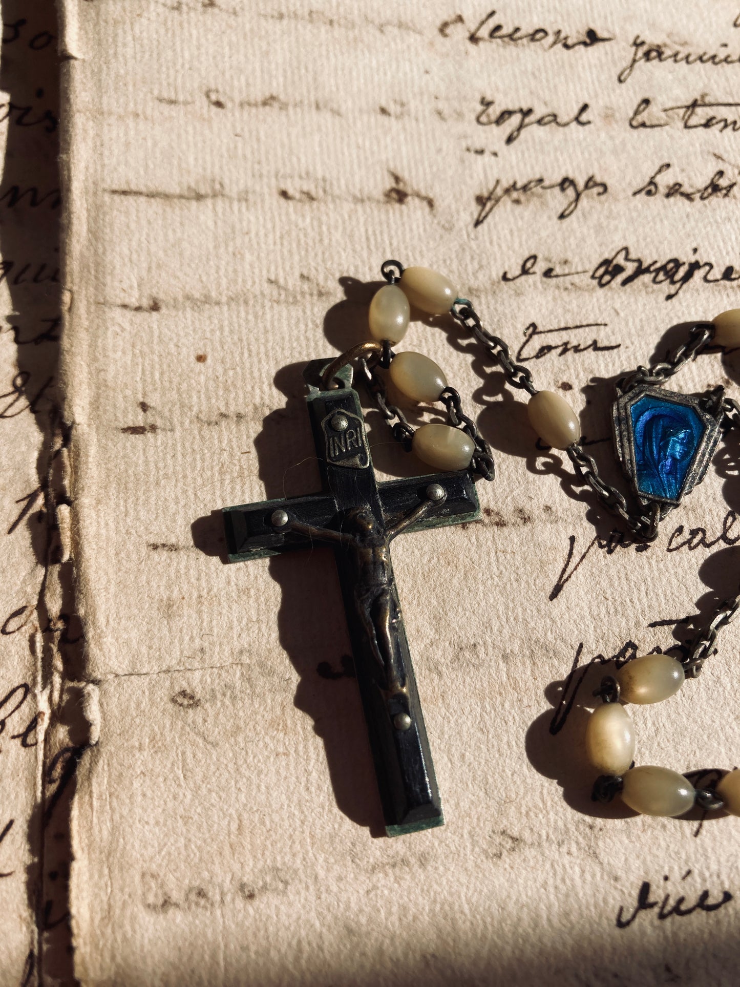 Antique ebony and mother of pearl rosary