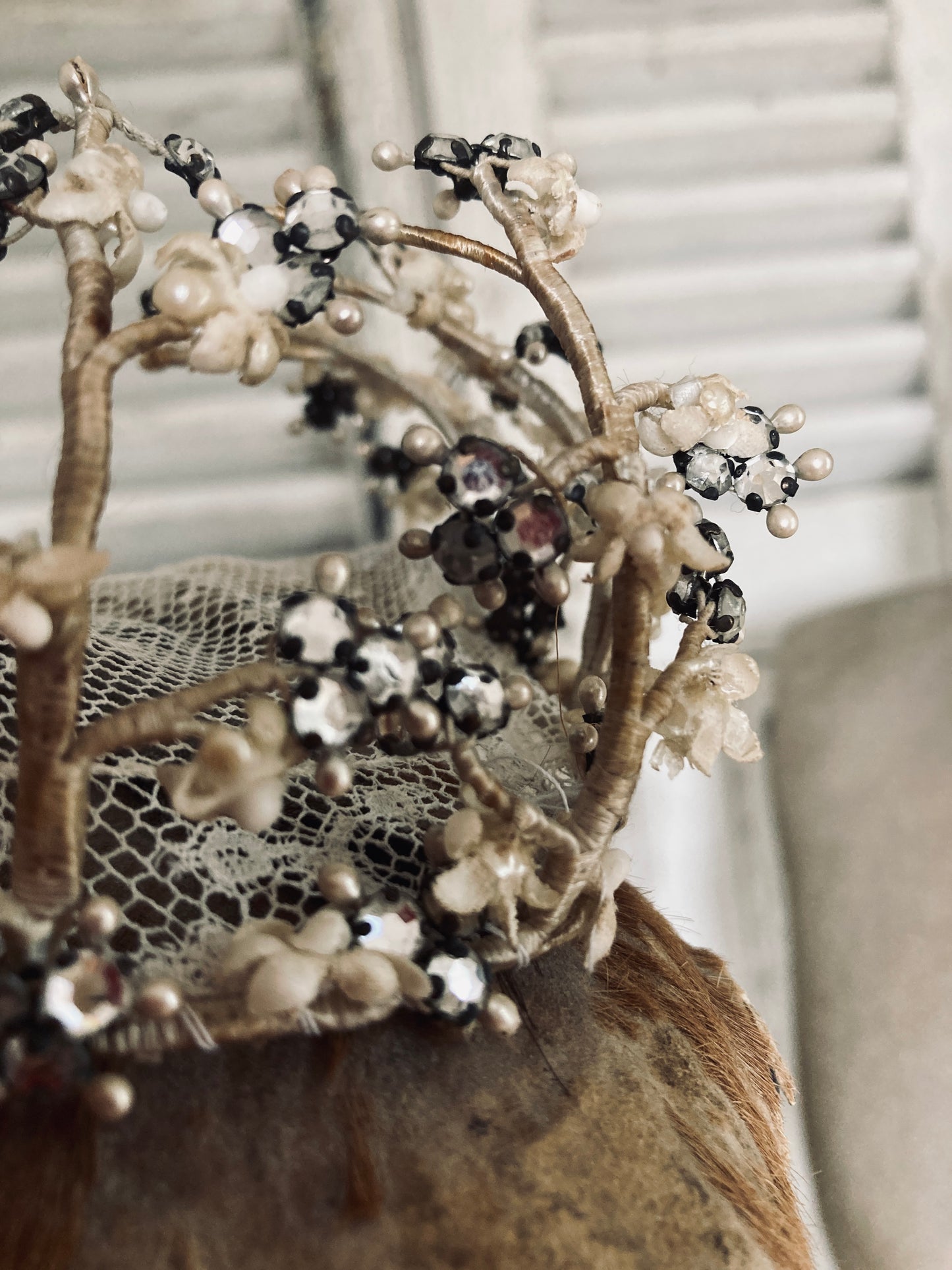 Achingly pretty antique christening crown and veil