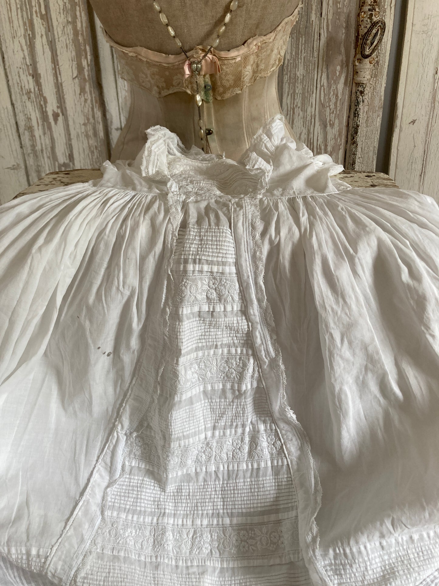 French white fine cotton Christening gown