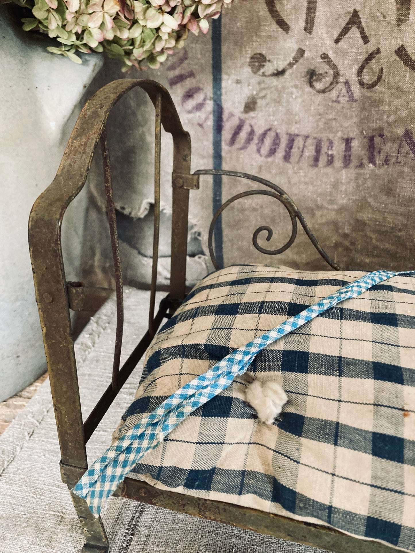 Charming miniature french day bed and mattress.