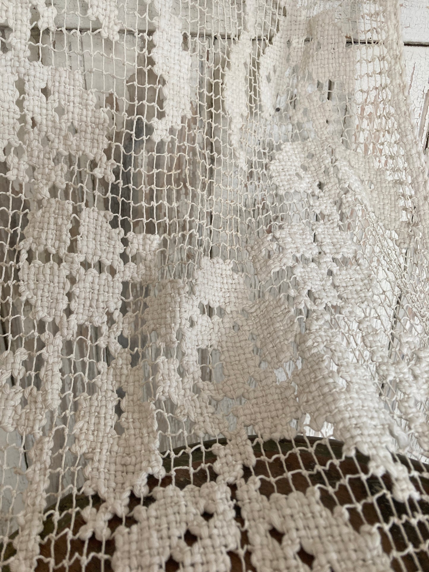 A pair of Antique French crochet / filet lace panels