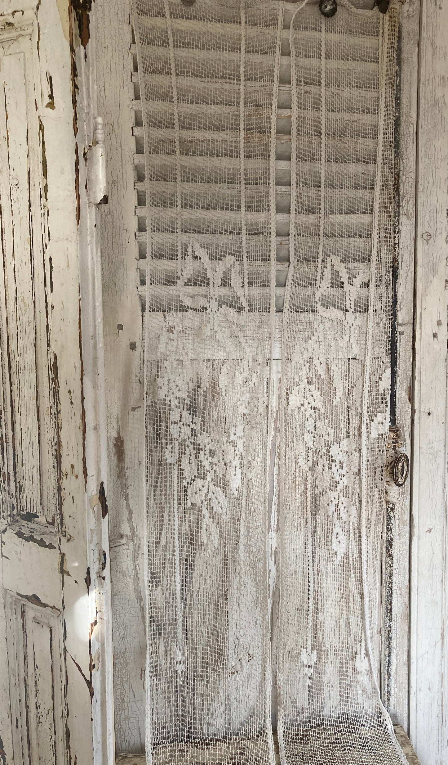 A pair of Antique French crochet / filet lace panels