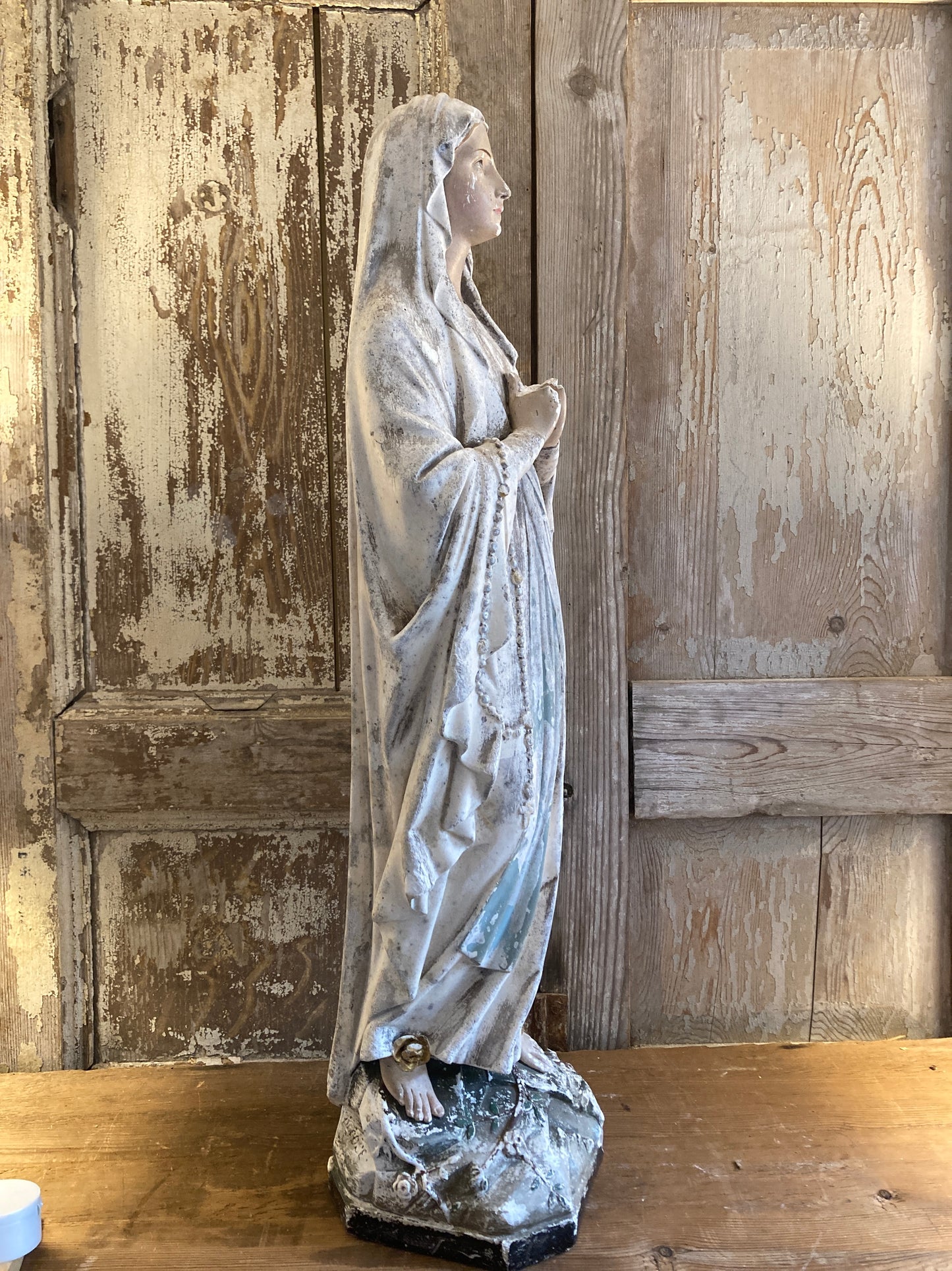 Beautiful large french Madonna altar statue.