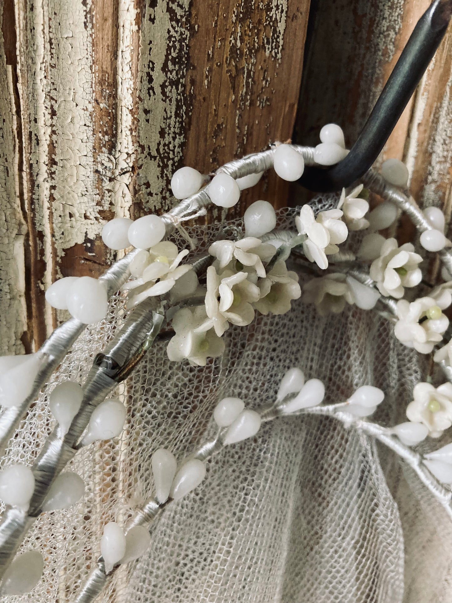1920s french vintage wedding crown and veil
