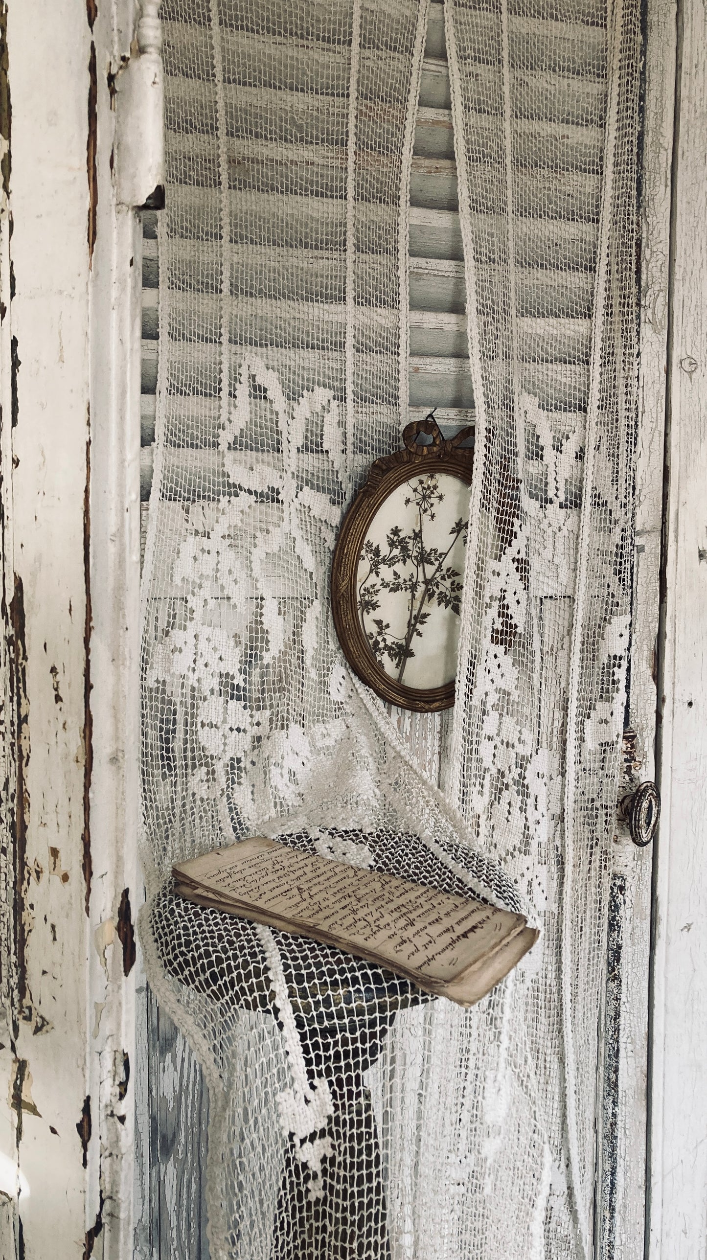 A pair of Antique French crochet / filet lace panels