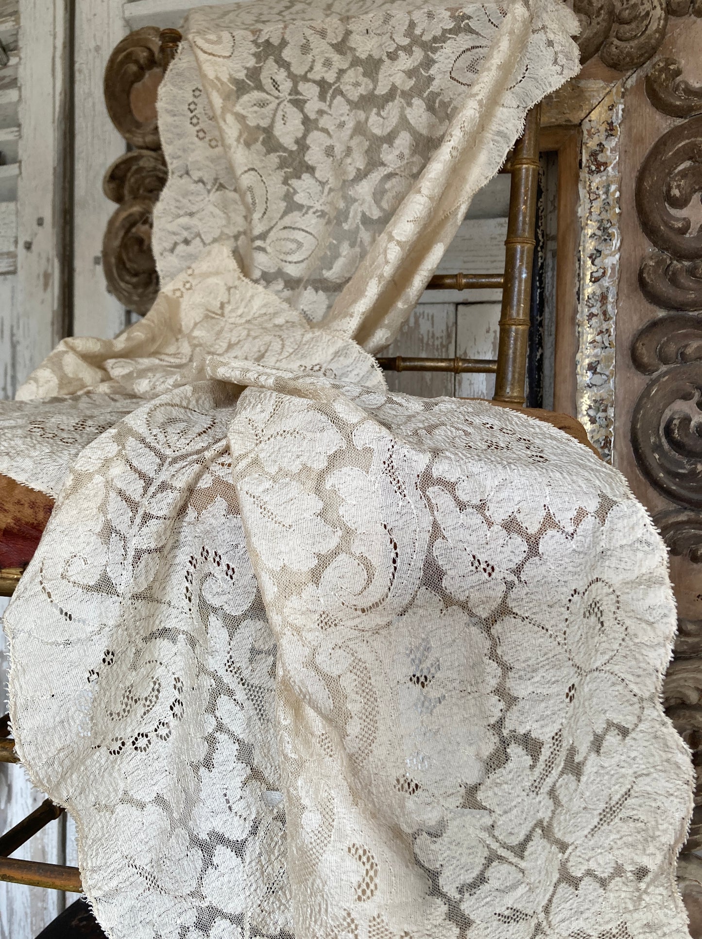 Stunning antique blonde lace shawl
