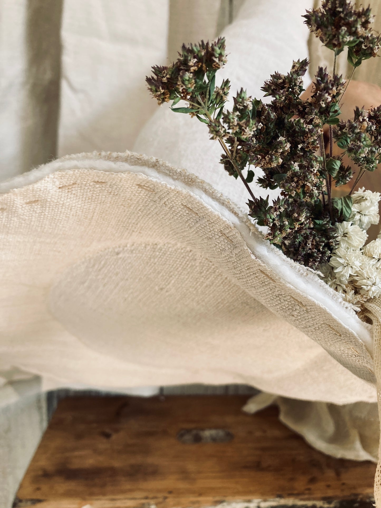 Reserved. Large Hemp witchy hat - antique french textile. Number 3.