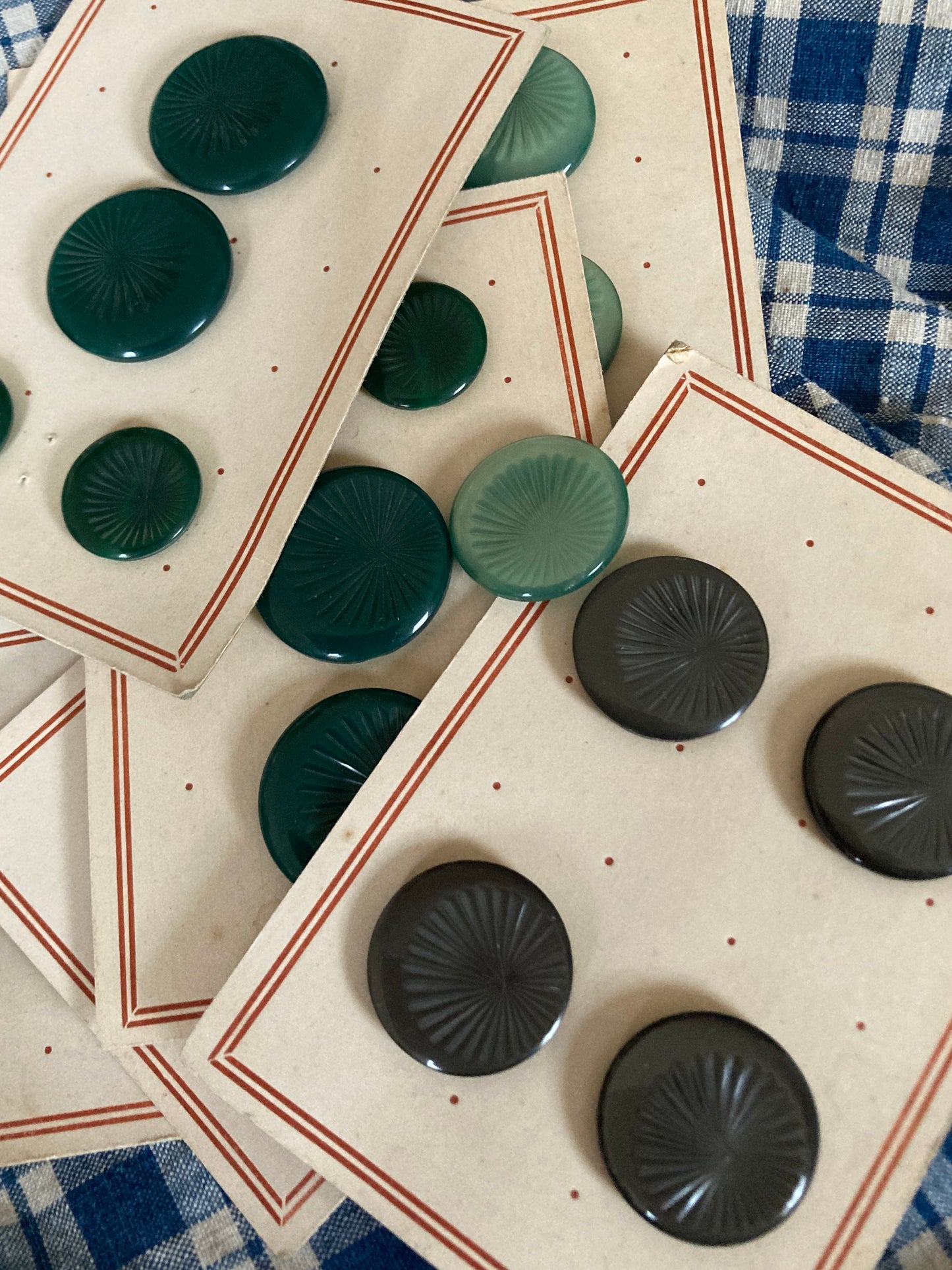 Vintage french buttons. The green collection.