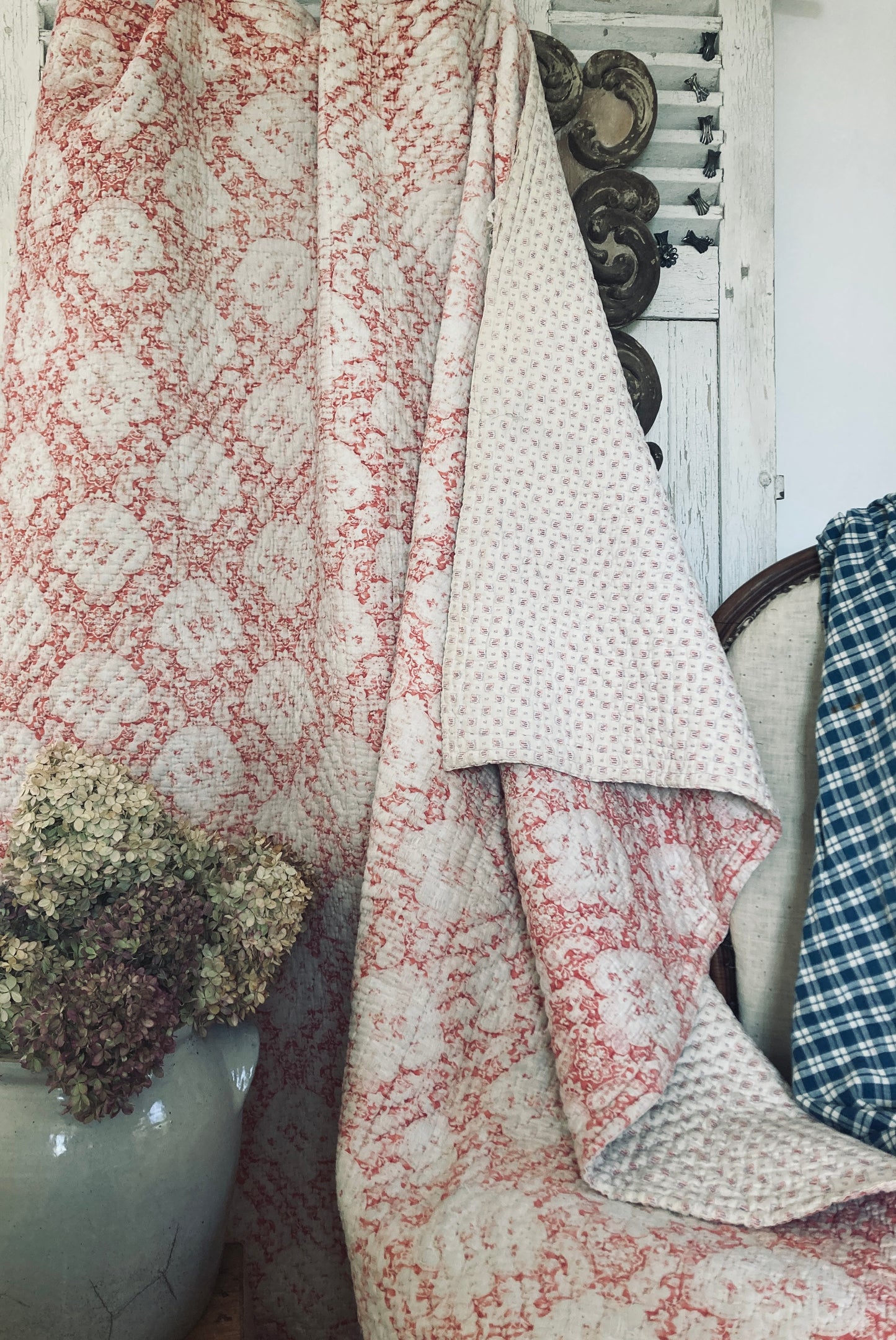 Gorgeous french antique double sided quilt.