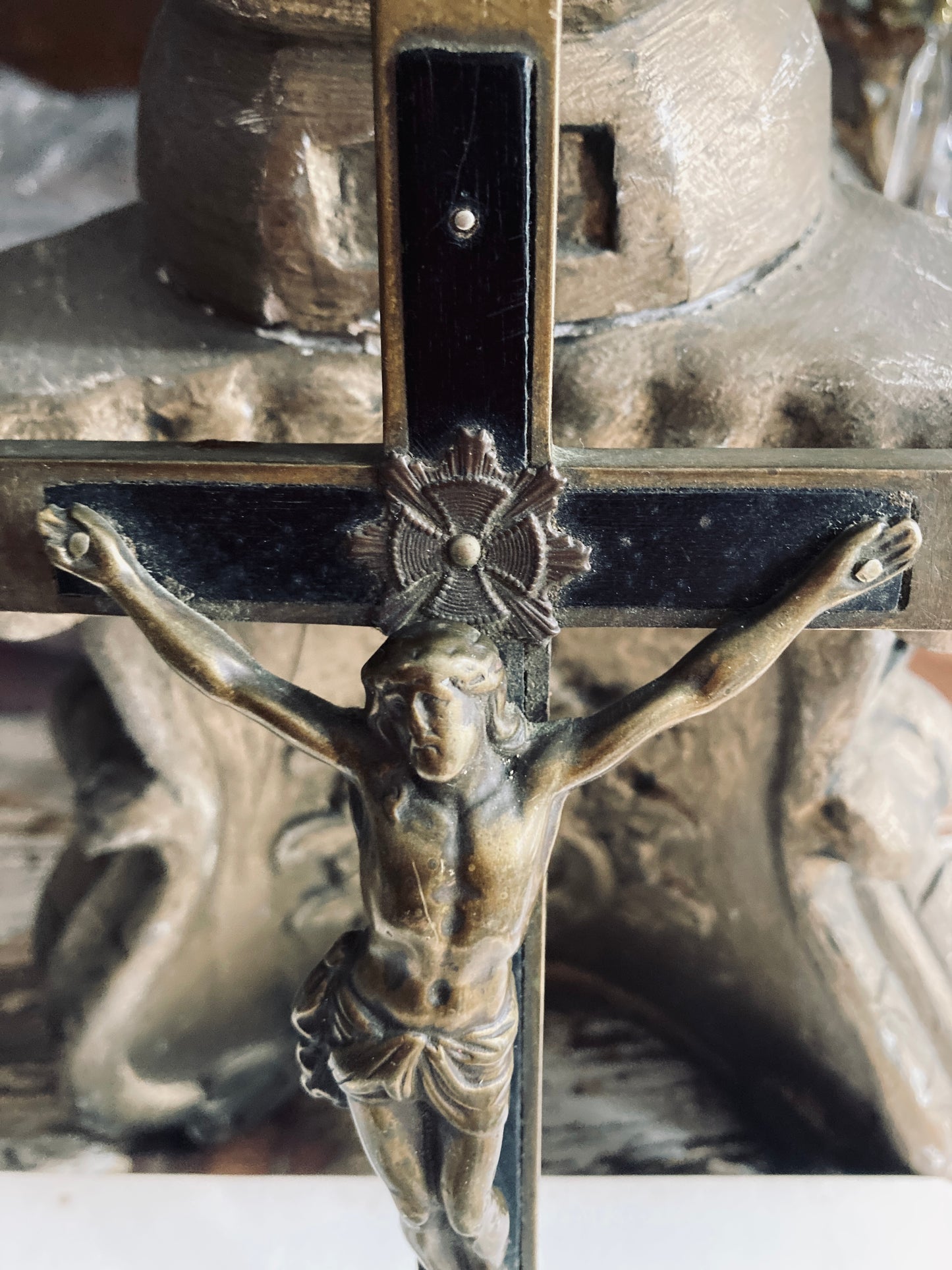 Antique Ebony and brass french large cross.