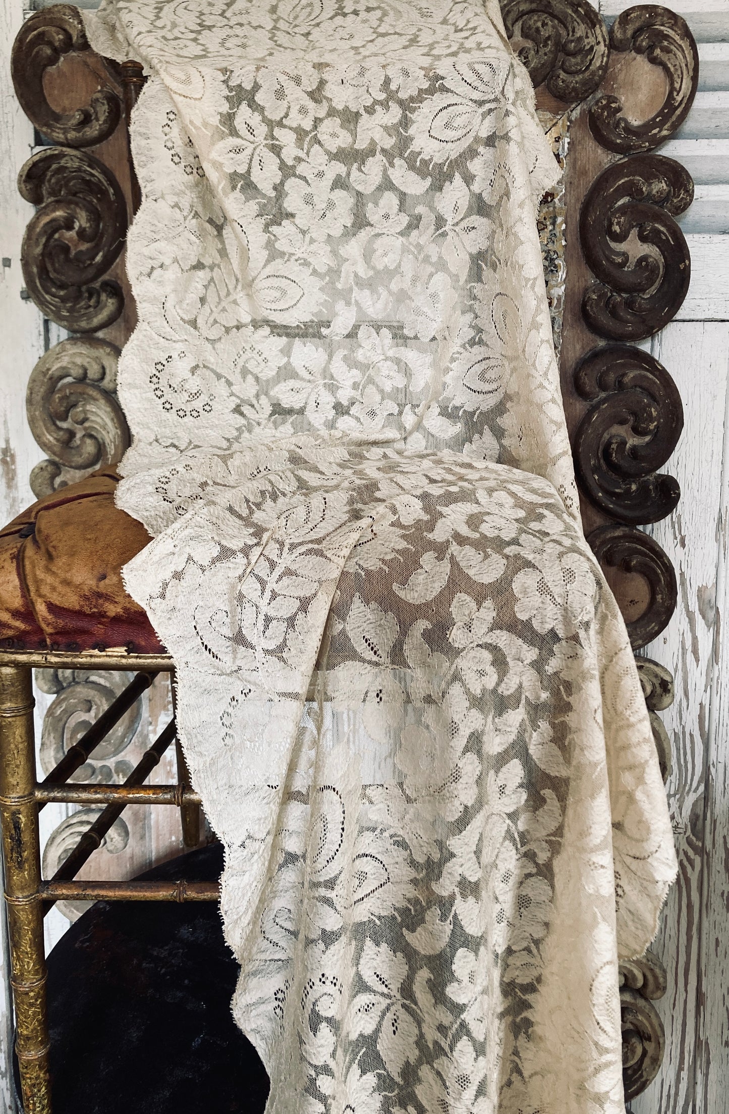 Stunning antique blonde lace shawl