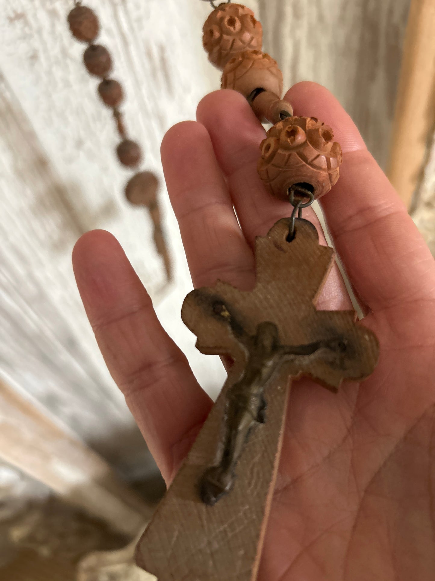 Antique french religious large rosary.