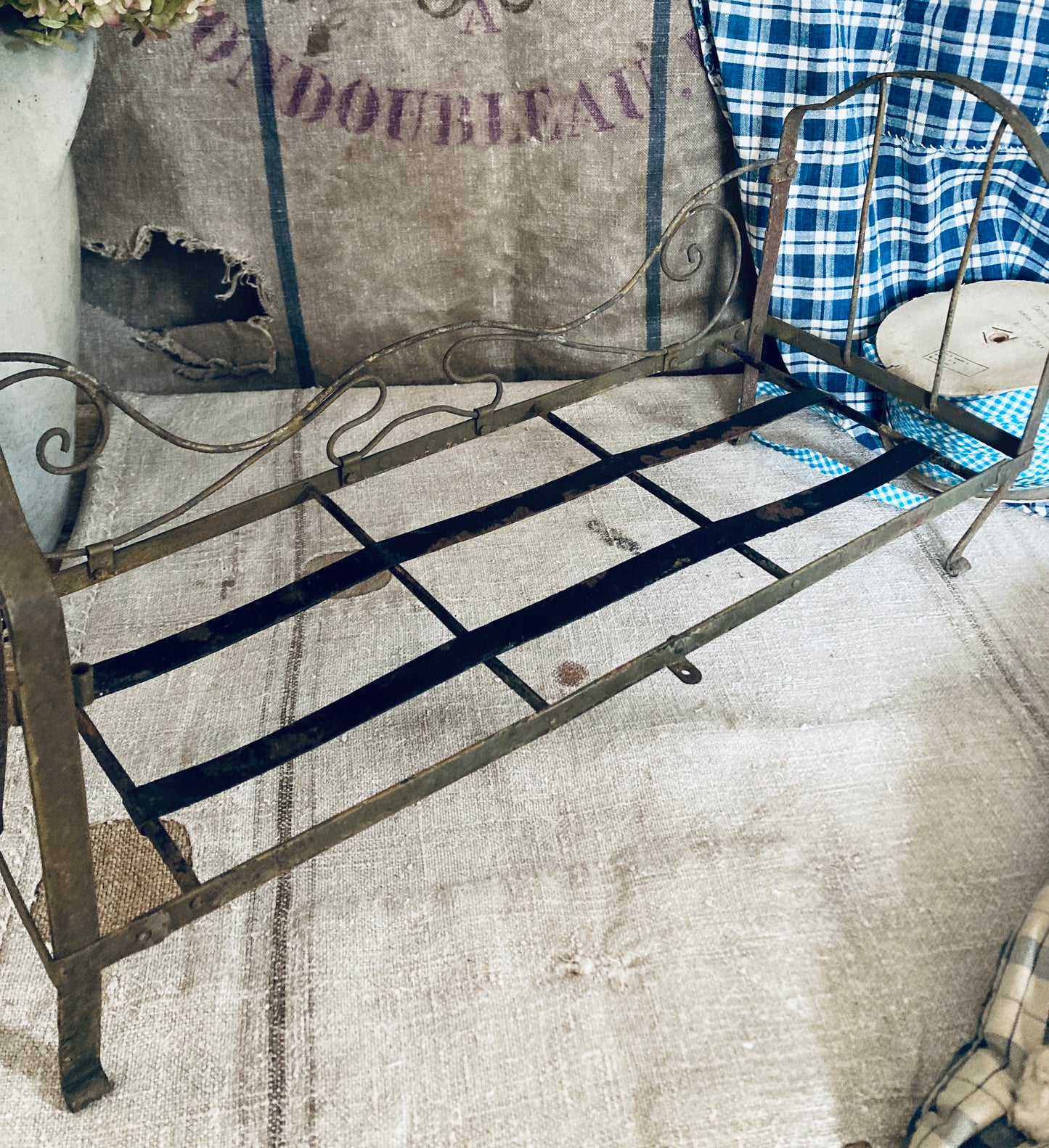 Charming miniature french day bed and mattress.
