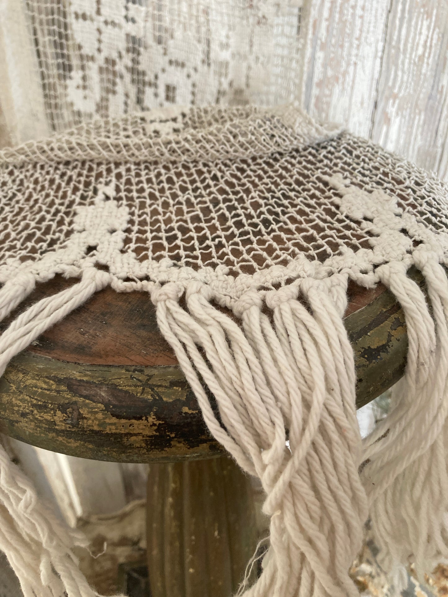 A pair of Antique French crochet / filet lace panels