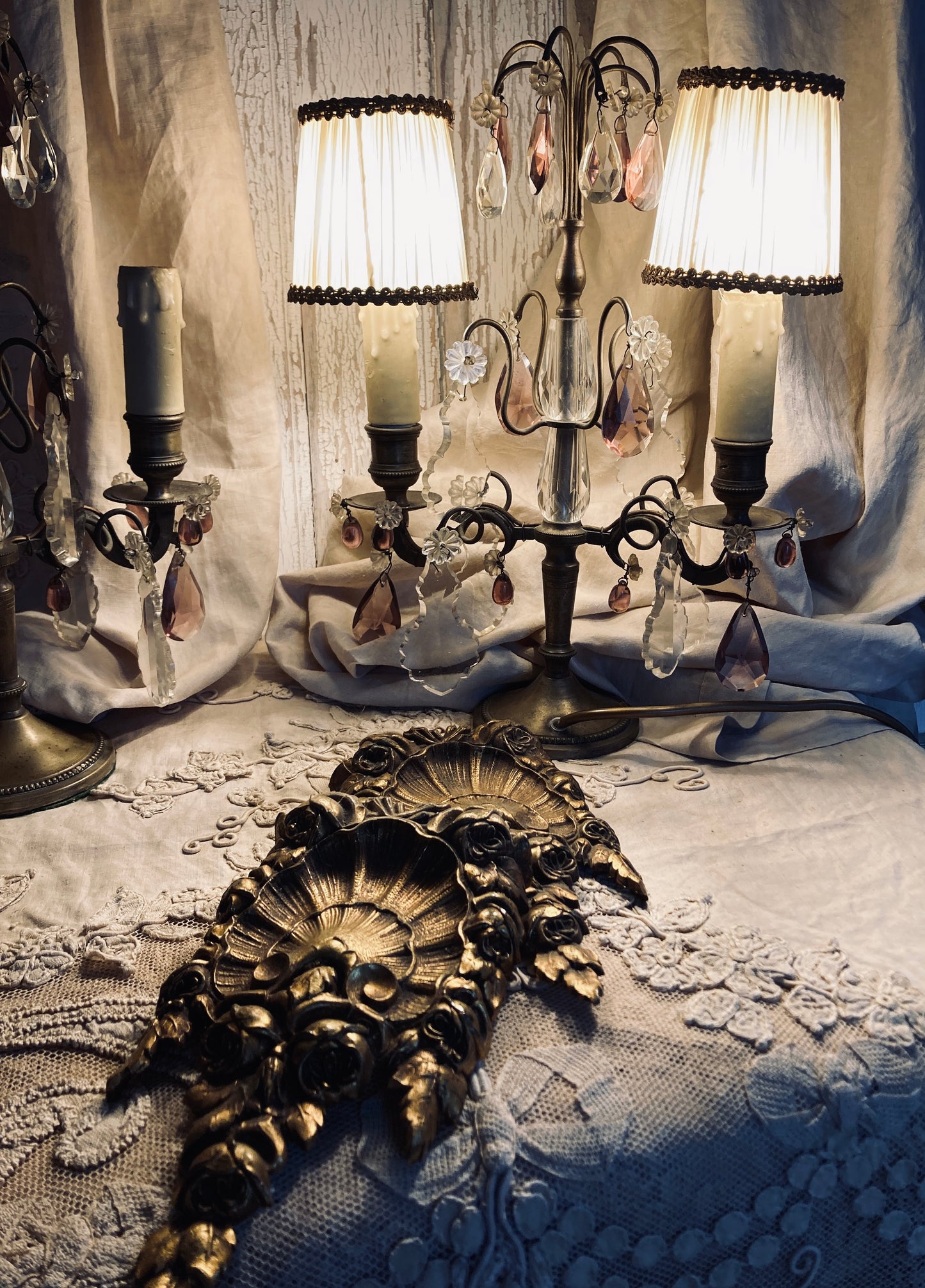 Pair of large ornate French ormulu mounts.