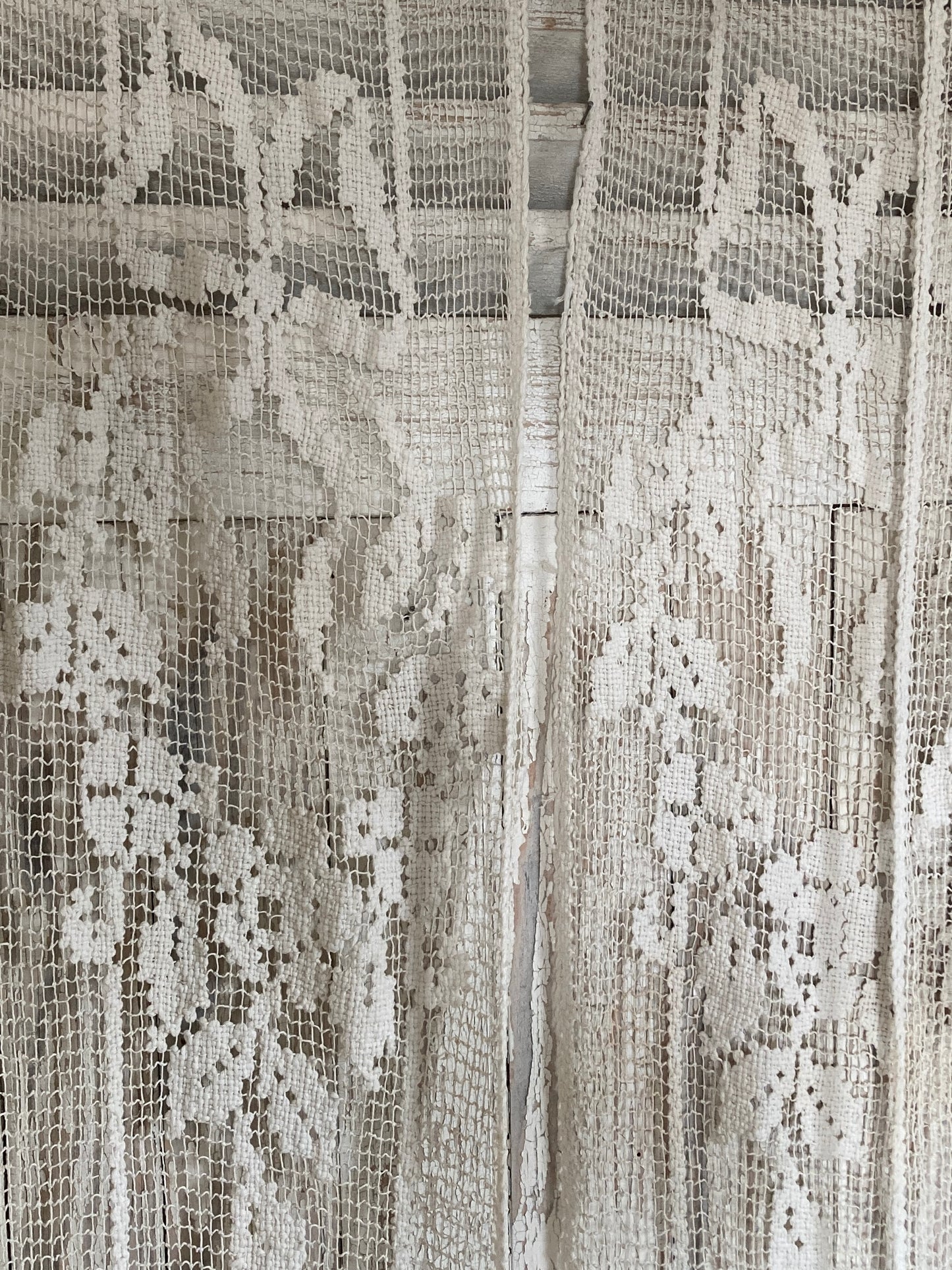 A pair of Antique French crochet / filet lace panels