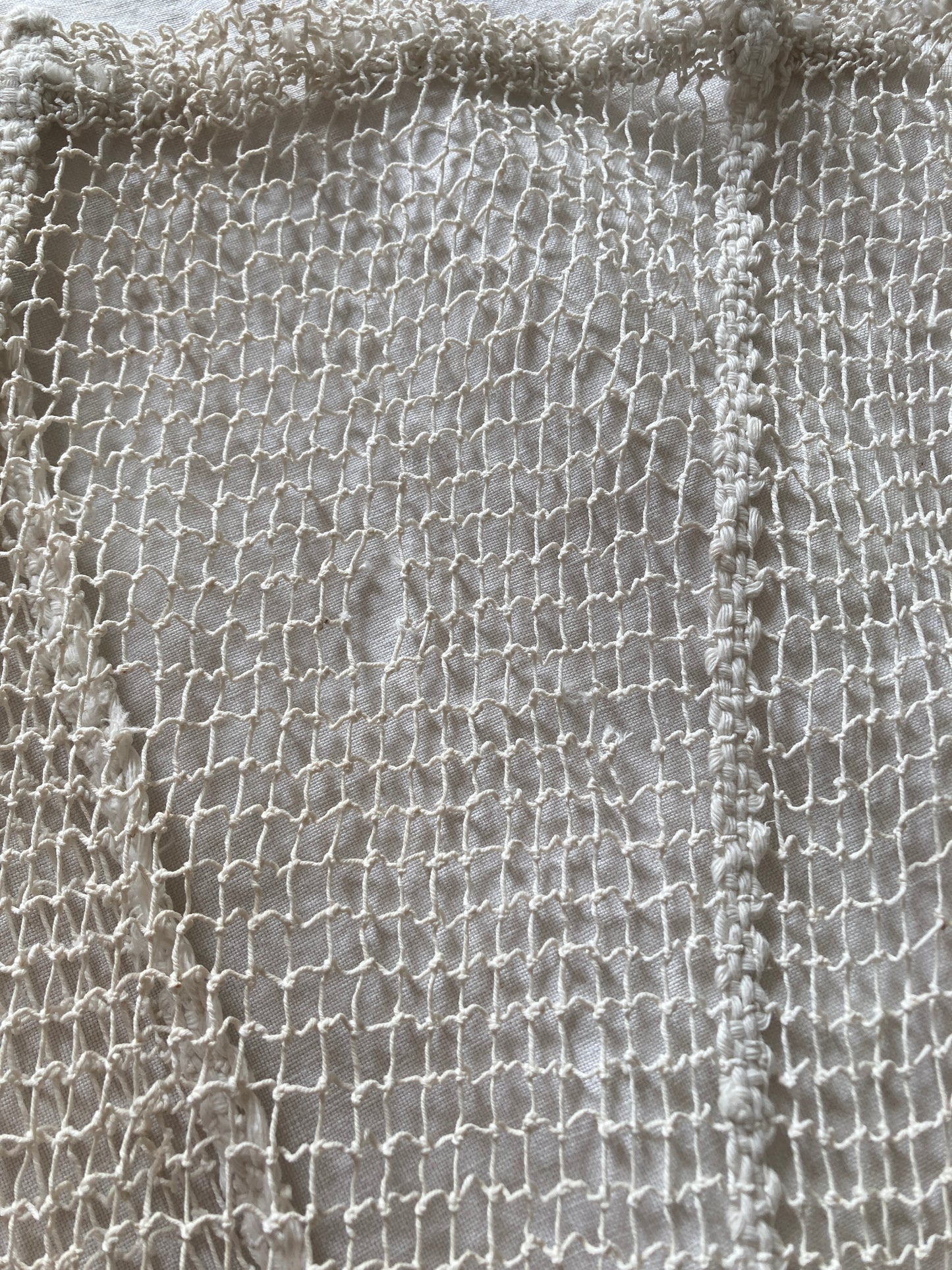A pair of Antique French crochet / filet lace panels