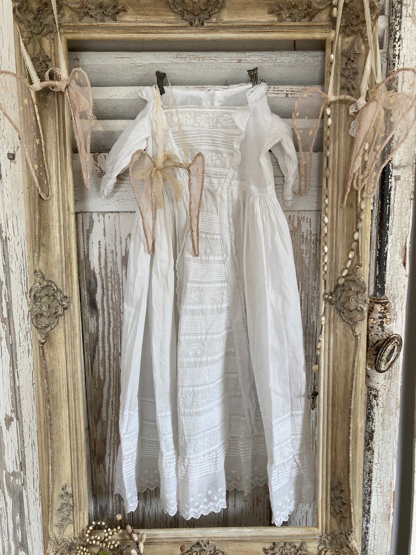 French white fine cotton Christening gown