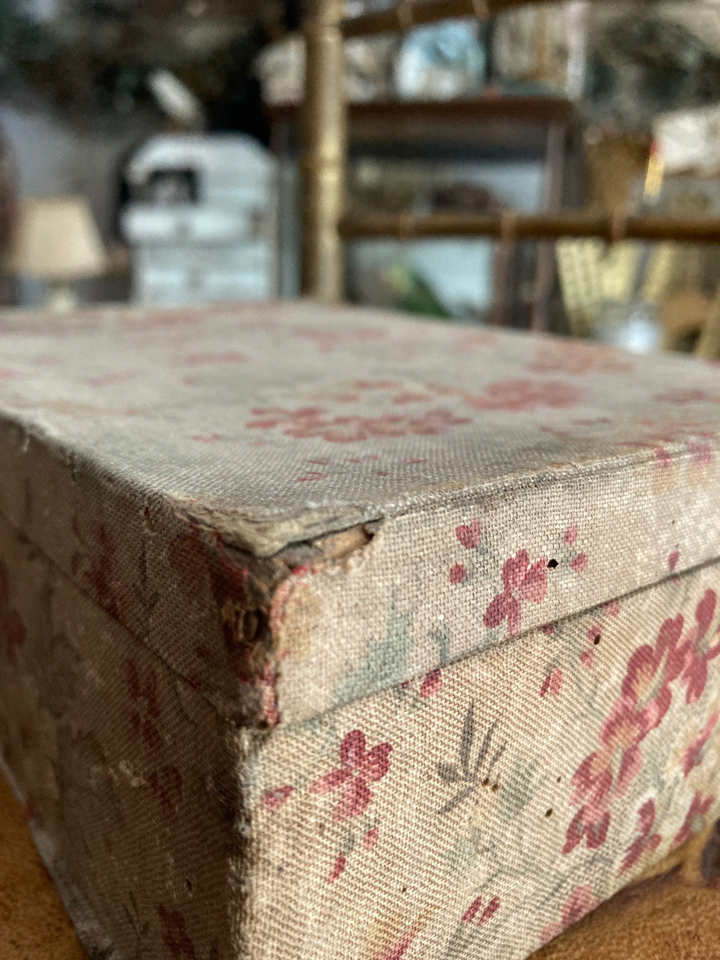 French antique textile covered box