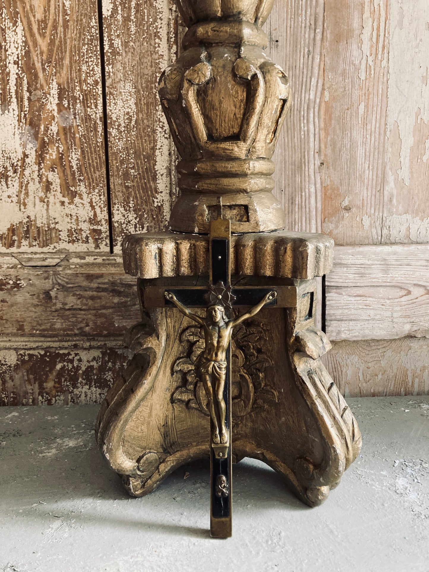 Antique Ebony and brass french large cross.