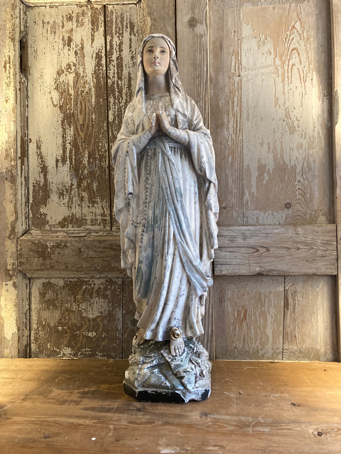 Beautiful large french Madonna altar statue.