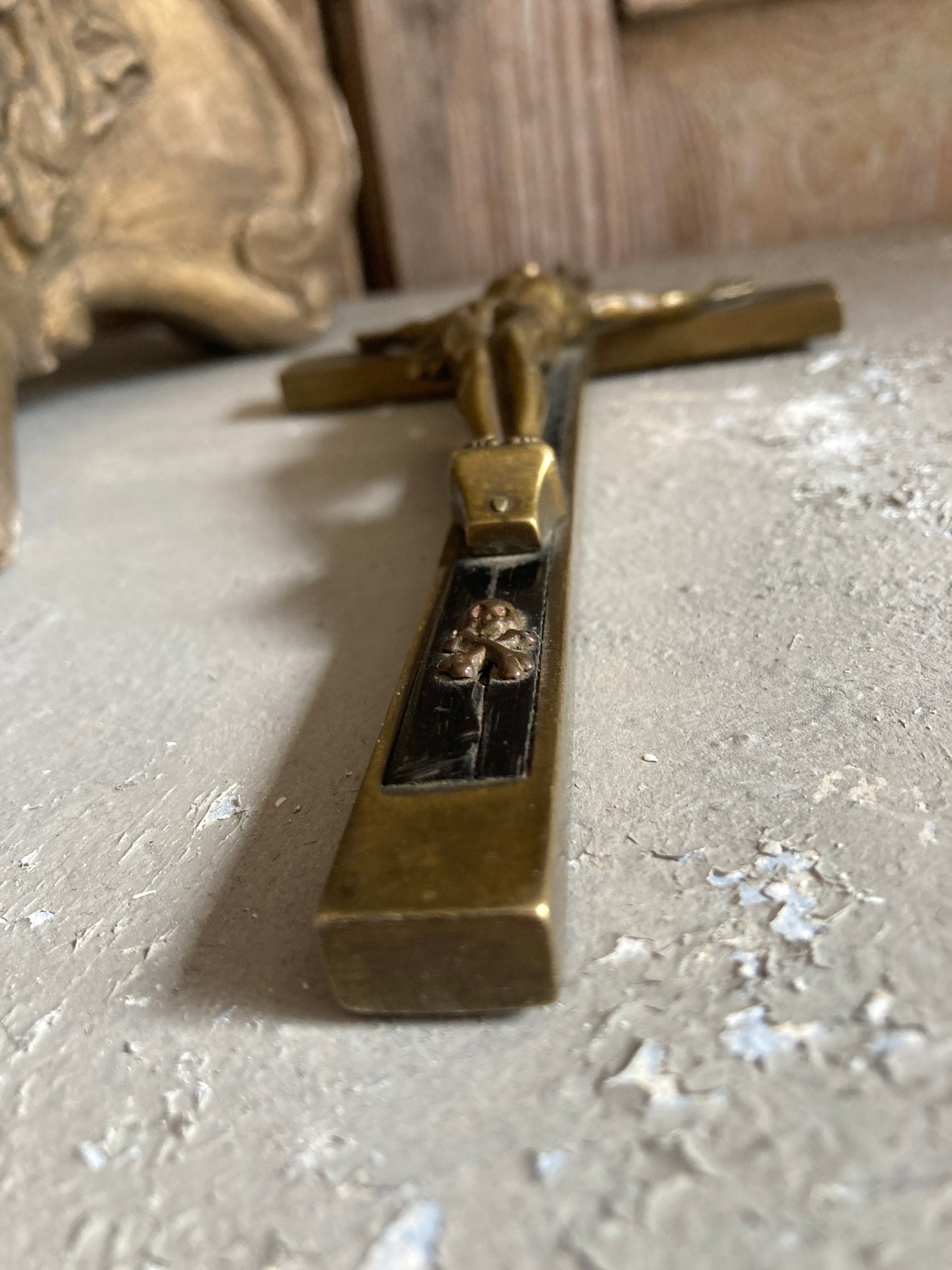 Antique Ebony and brass french large cross.