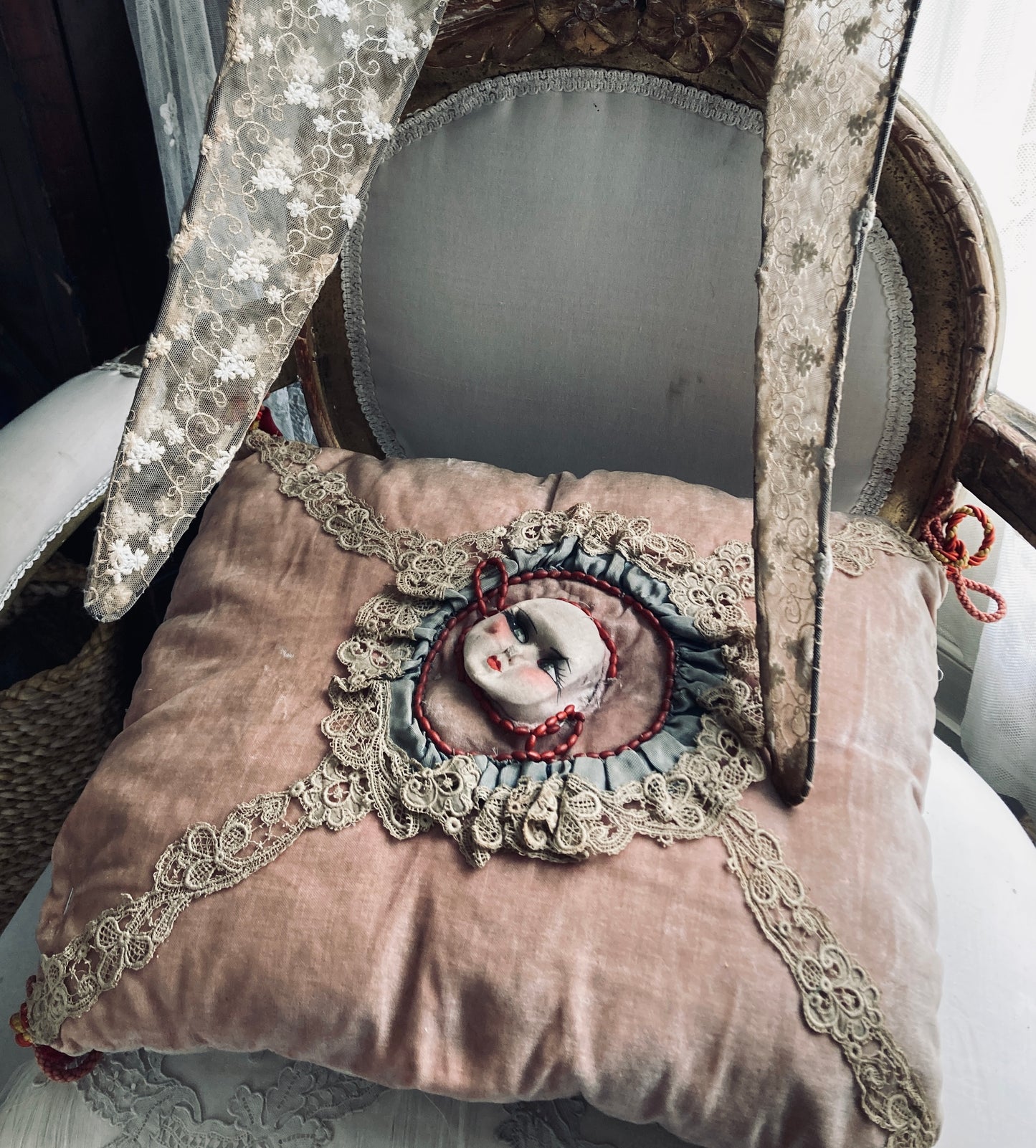 French 1920s boudoir cushion