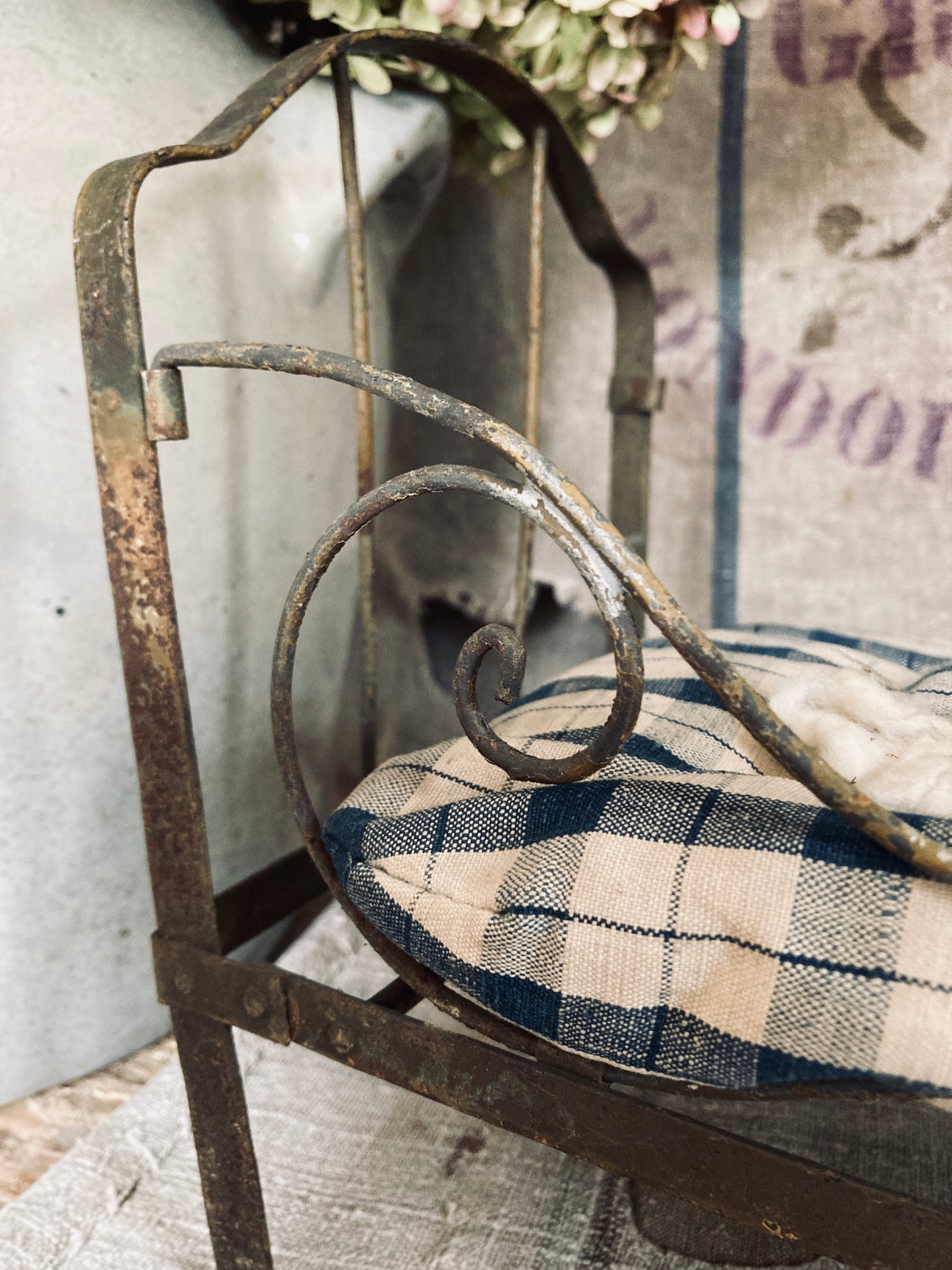 Charming miniature french day bed and mattress.