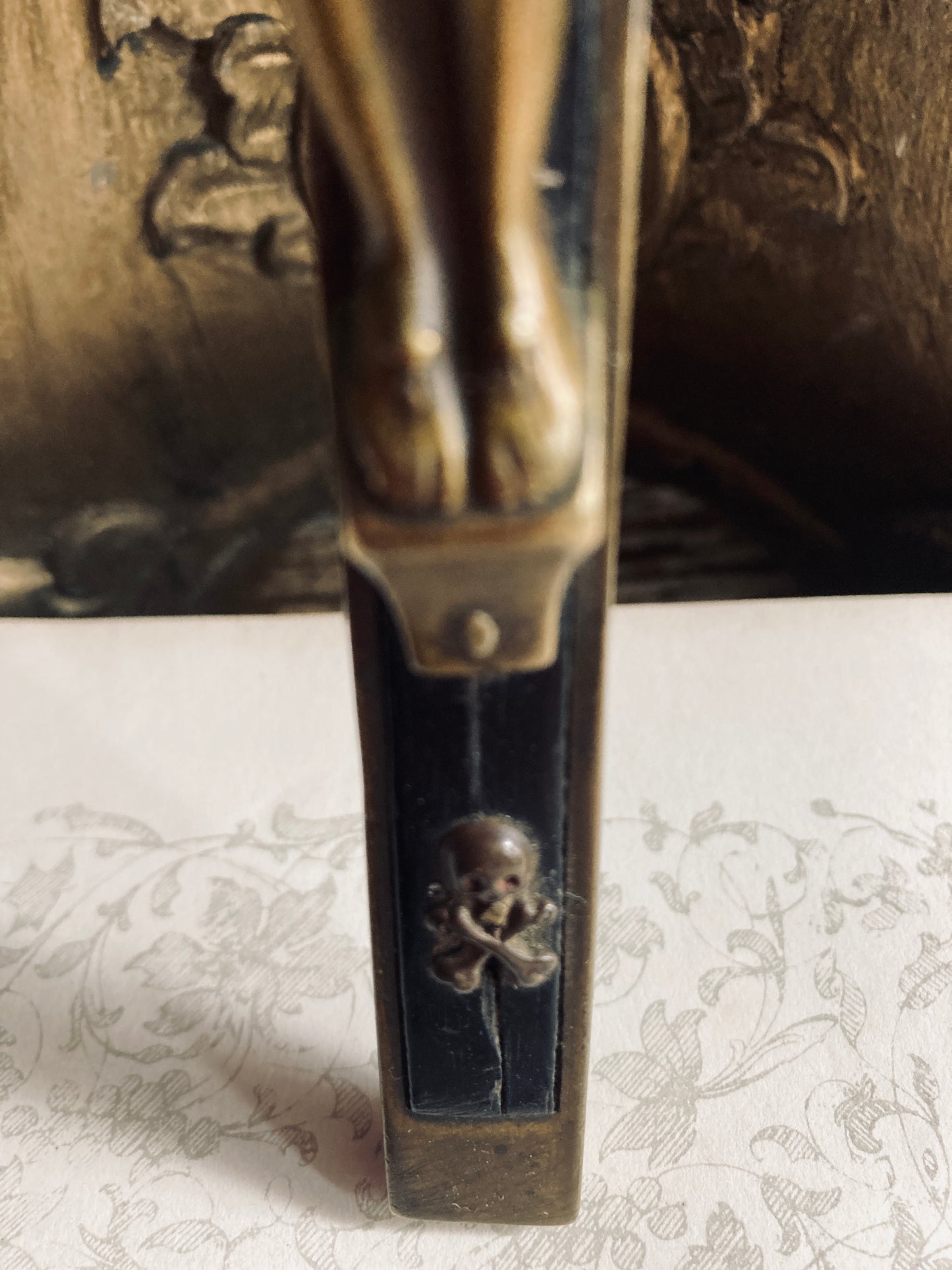 Antique Ebony and brass french large cross.