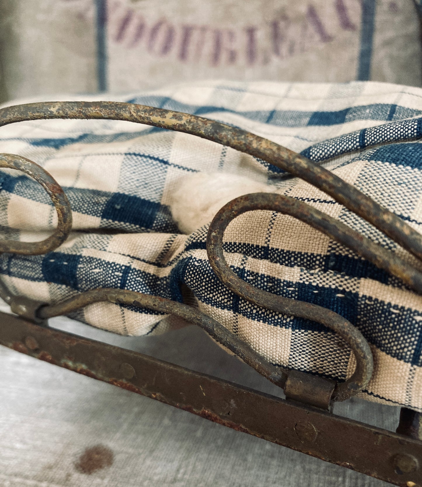 Charming miniature french day bed and mattress.
