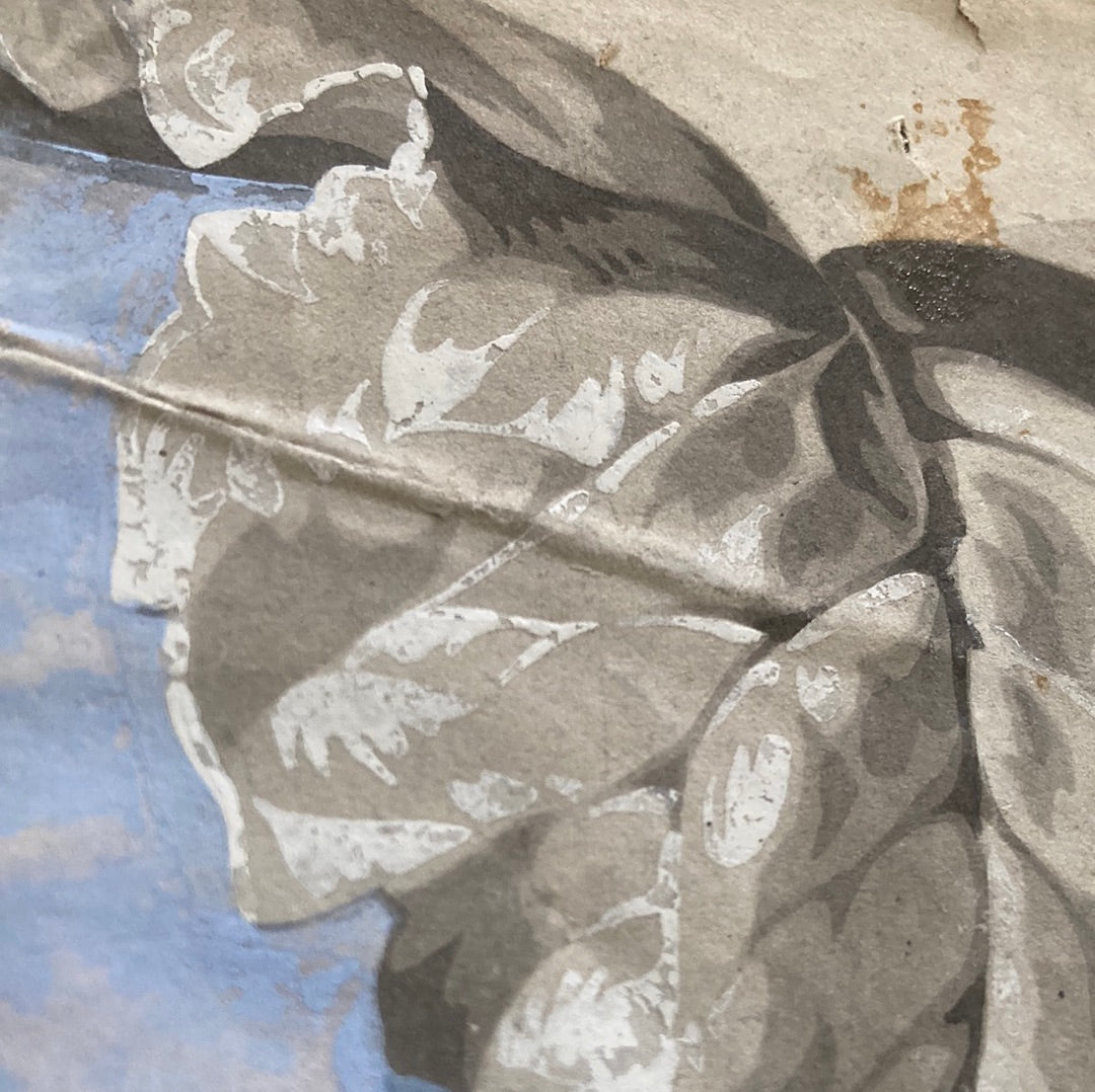 Unfinished blue leaf border