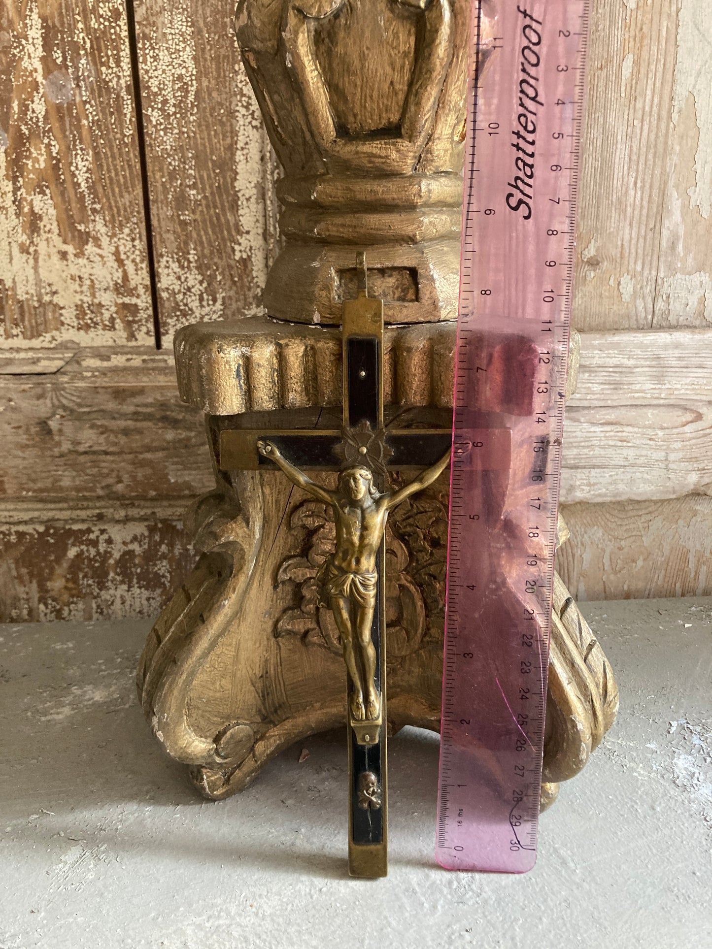 Antique Ebony and brass french large cross.