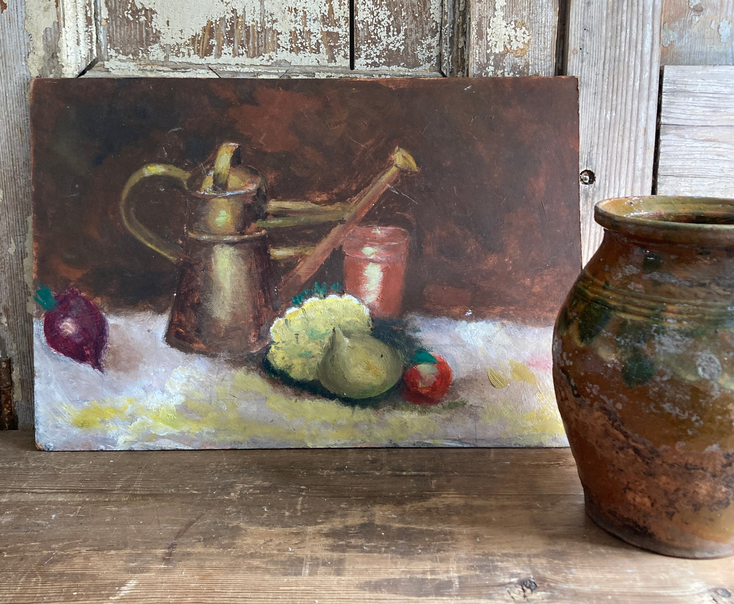 Rustic french oil on board