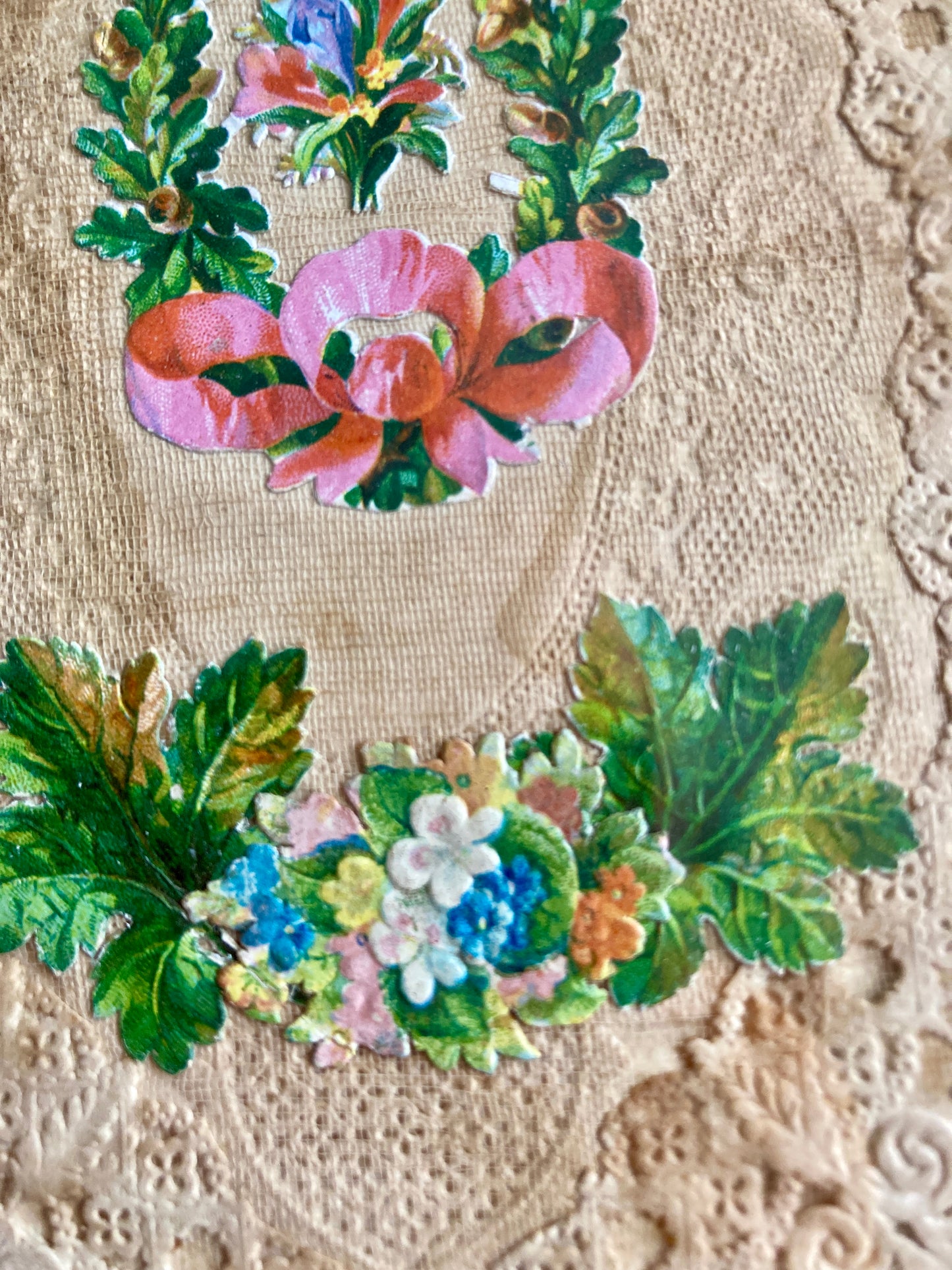 Victorian framed Valentine/ love token paper lace.