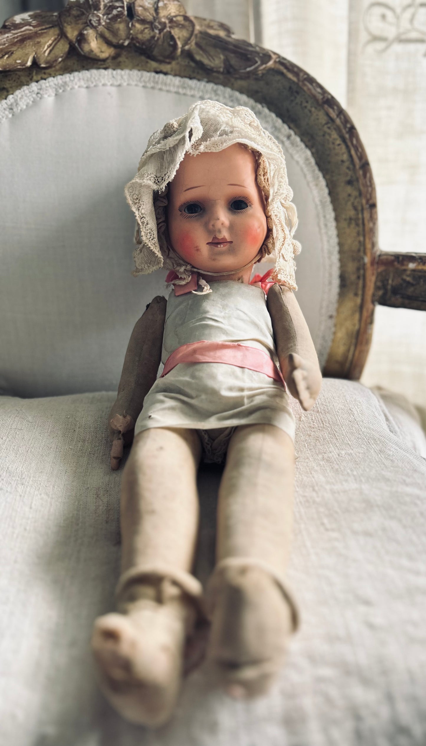 French girl with antique bonnet