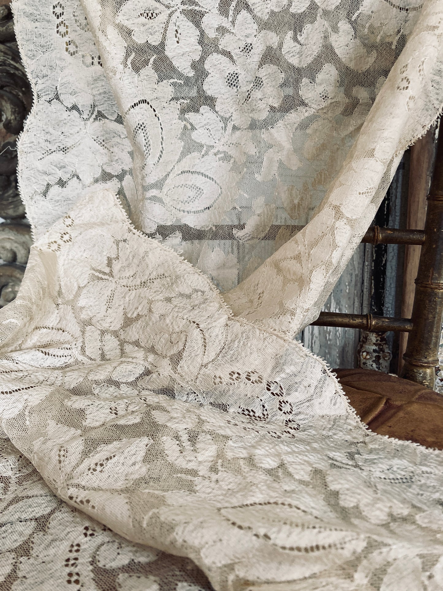 Stunning antique blonde lace shawl