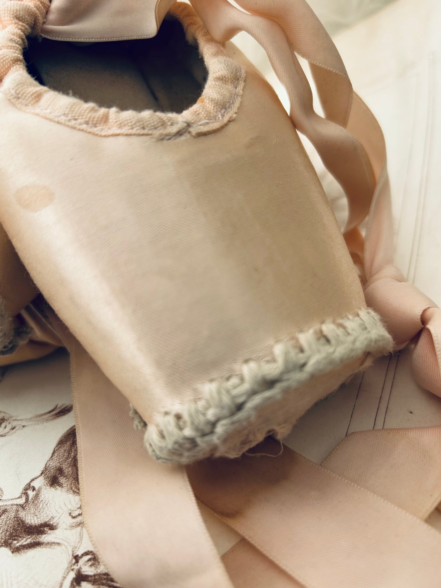Two pairs of deliciously tatty old ballet pointes