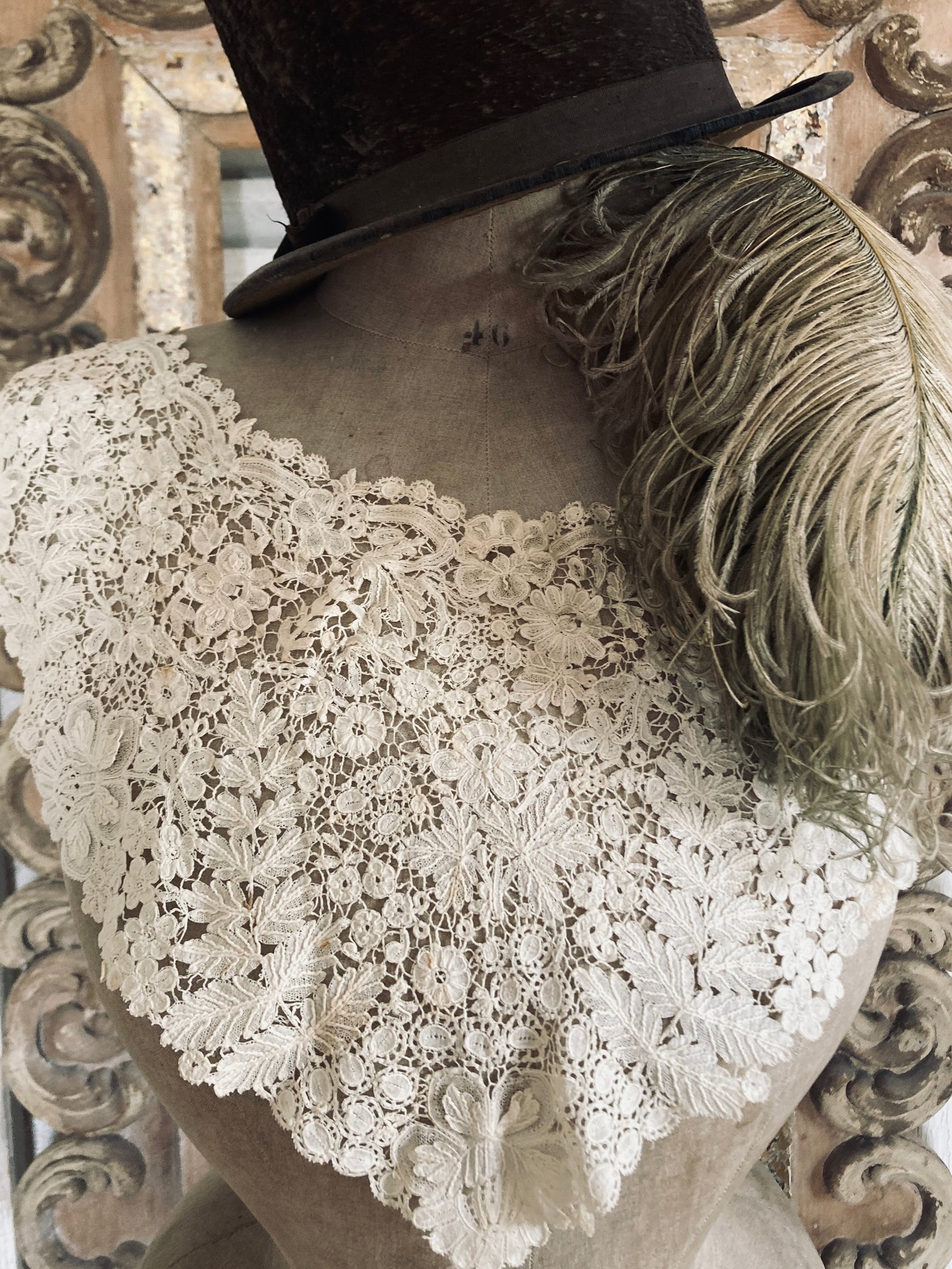 Antique brussels lace collar