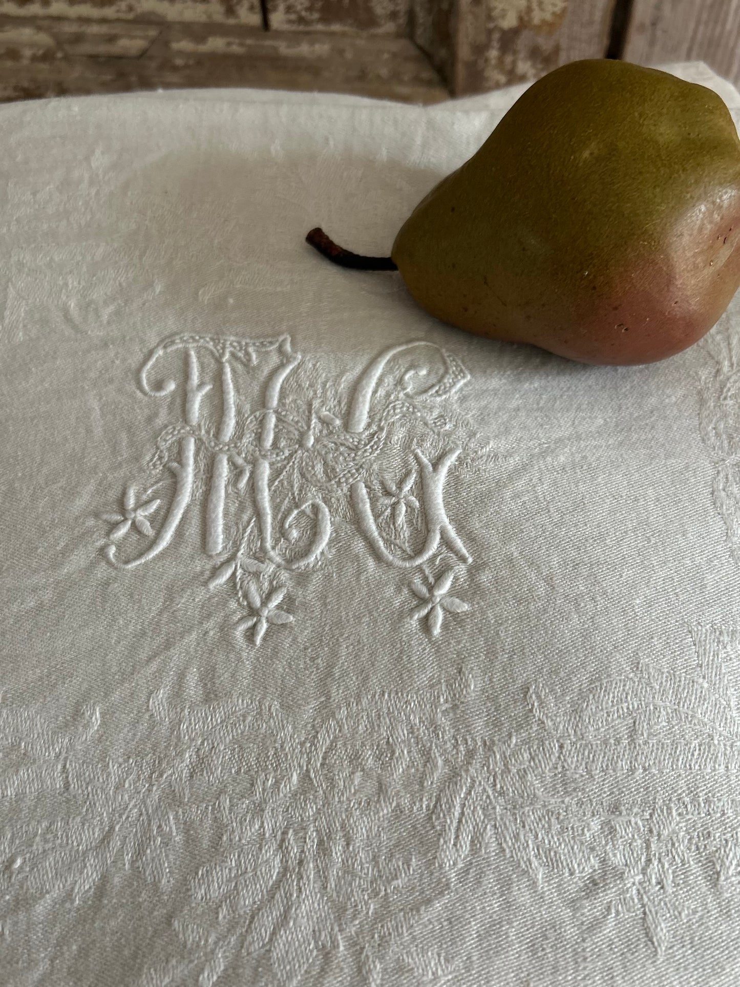 Set of antique french monogrammed linens