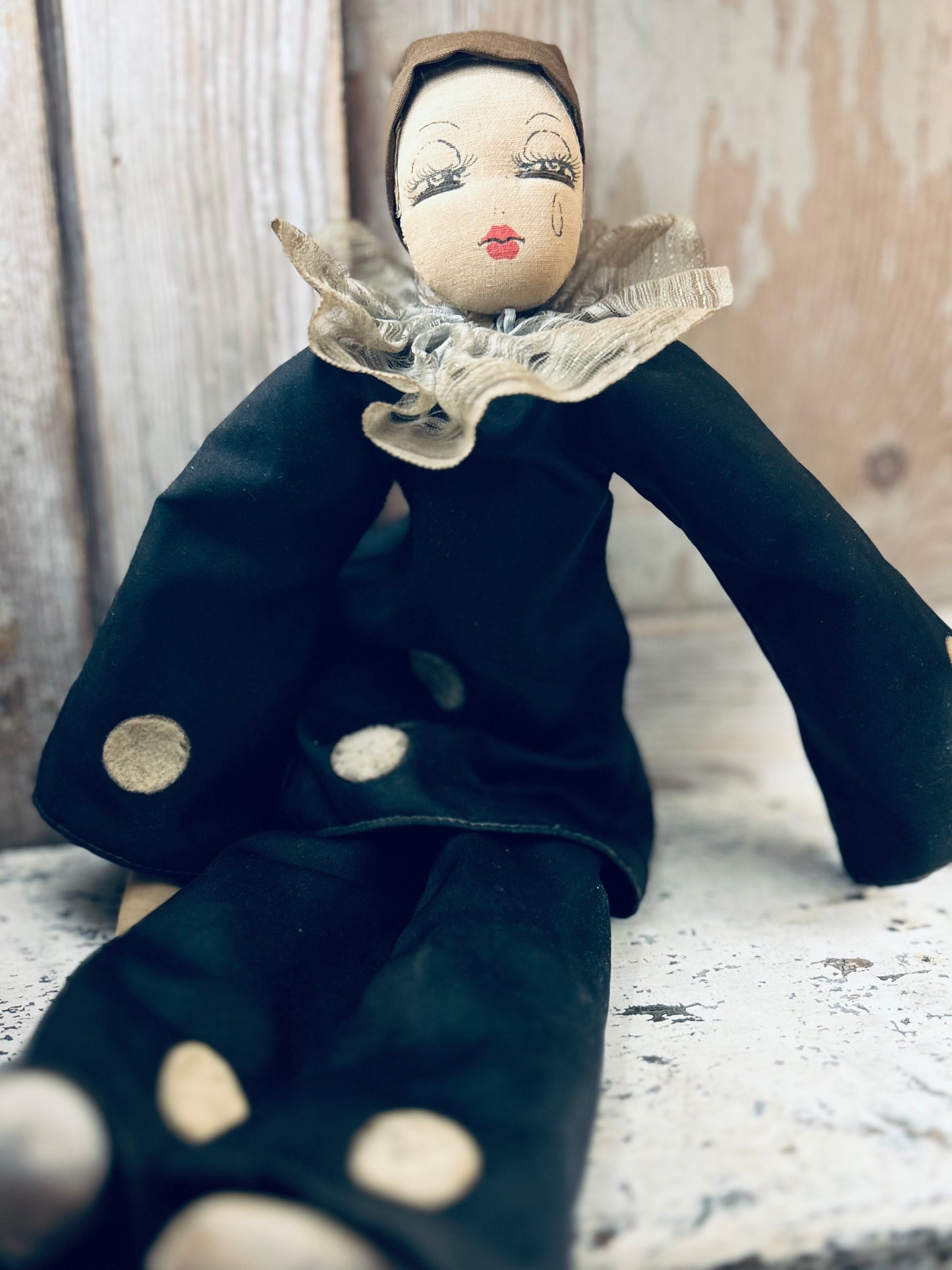 Vintage pierrot boudoir doll 1950s
