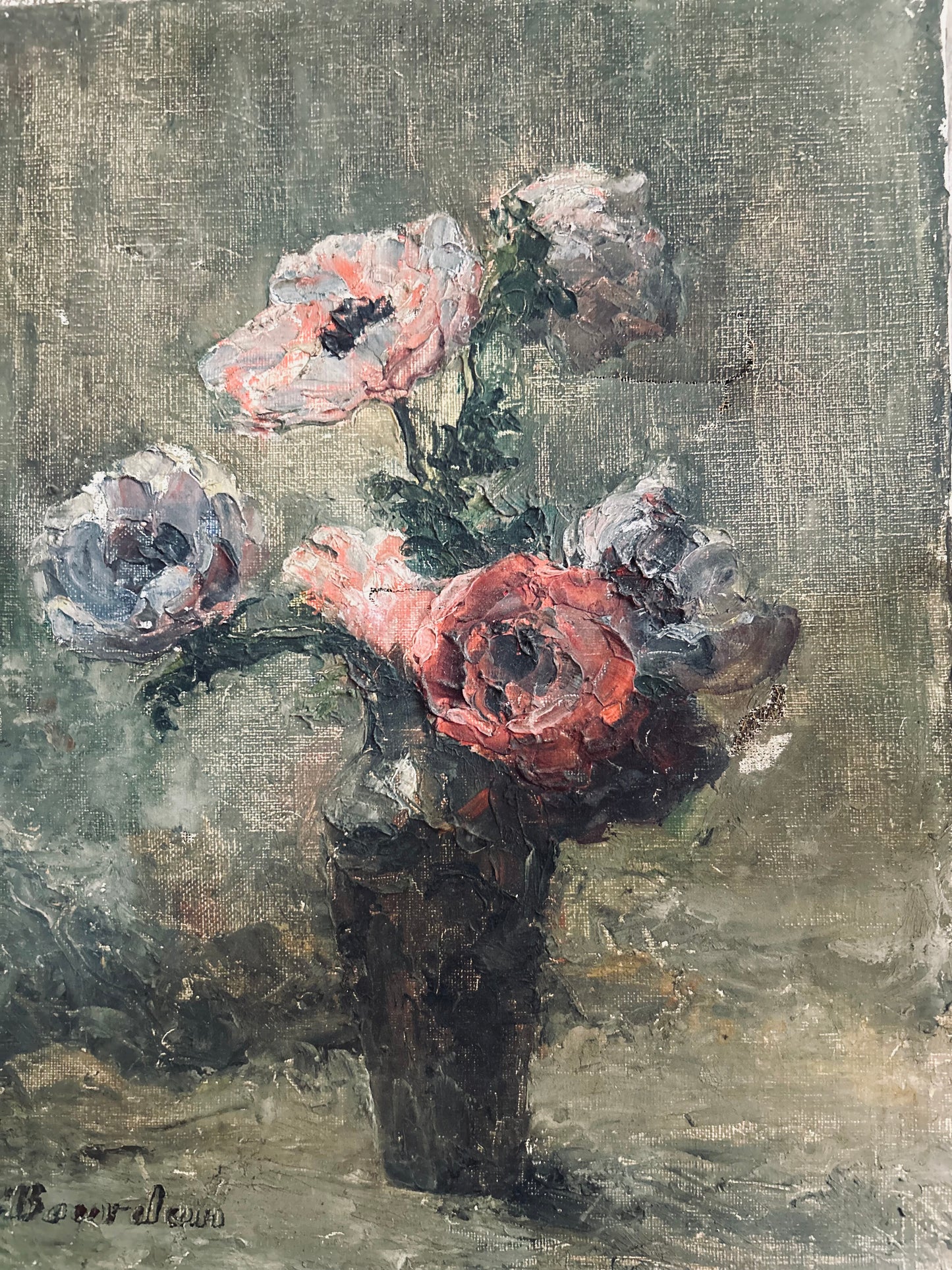 Impasto french peonies oil on canvas
