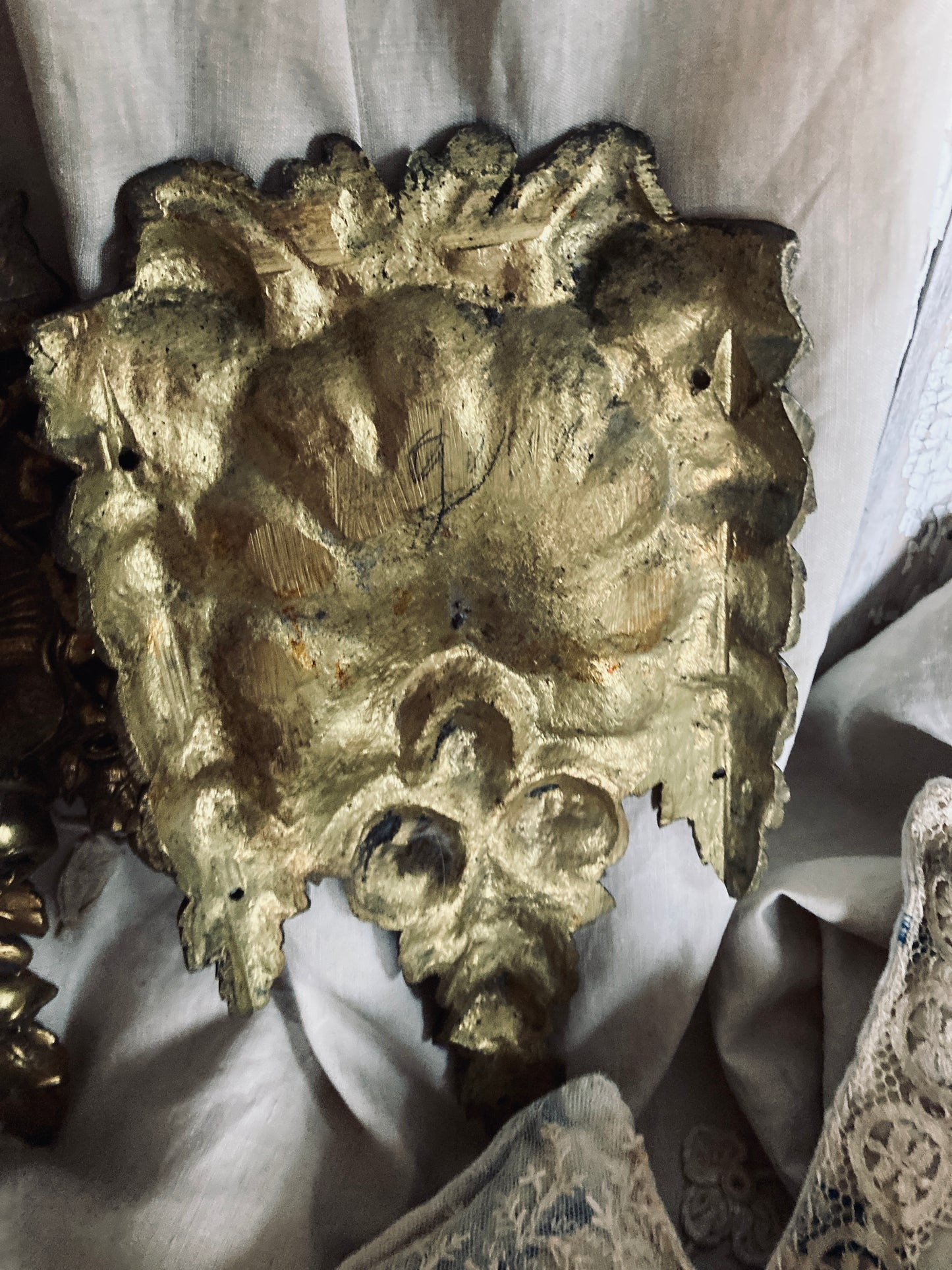 Pair of large ornate French ormulu mounts.