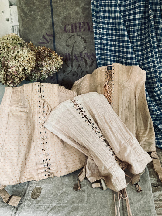 Two vintage french corsets. Display heaven