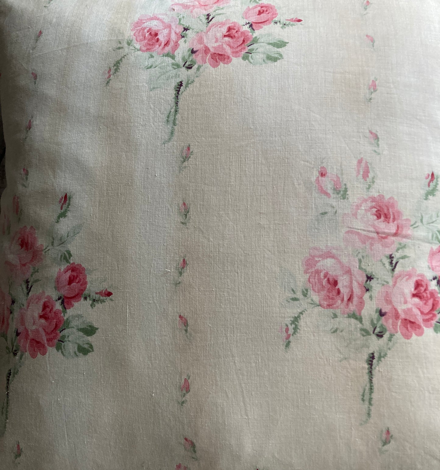 Antique french roses textile cushion