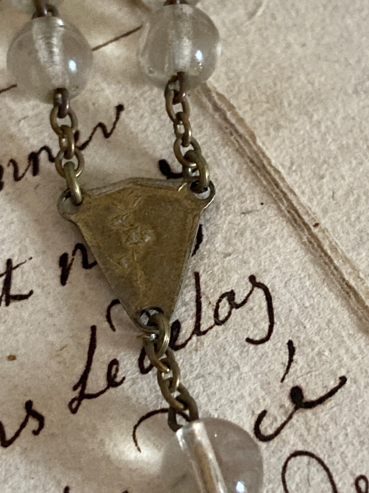 Antique hand cut clear glass rosary
