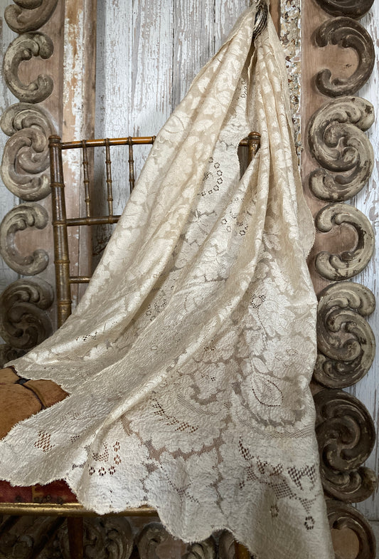 Stunning antique blonde lace shawl