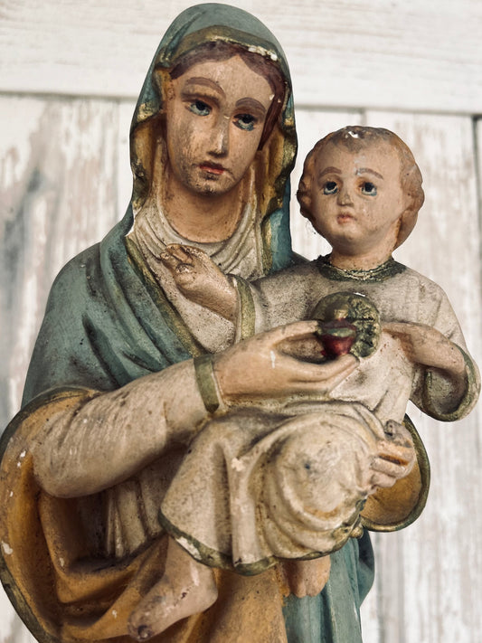 Madonna and child religious statue.