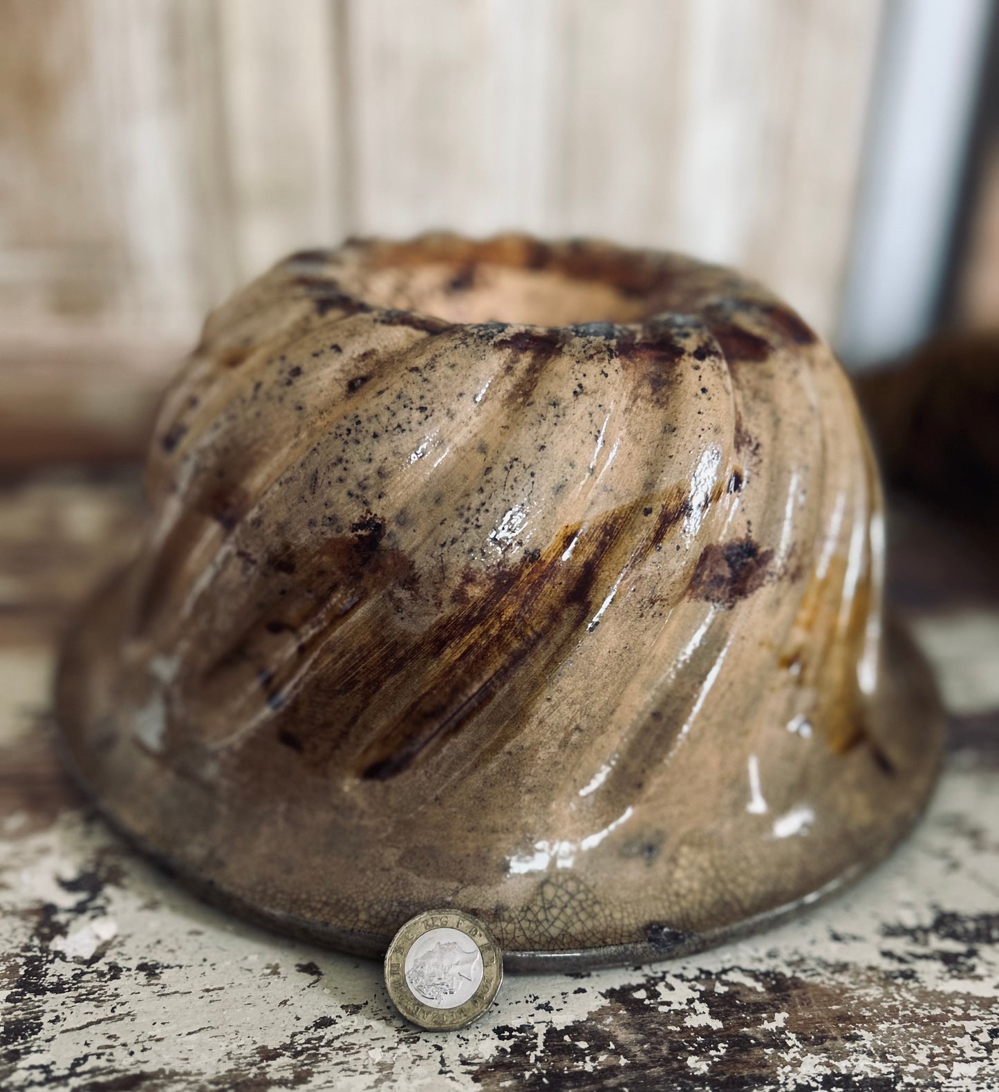 Antique rustic glazed french baking mold