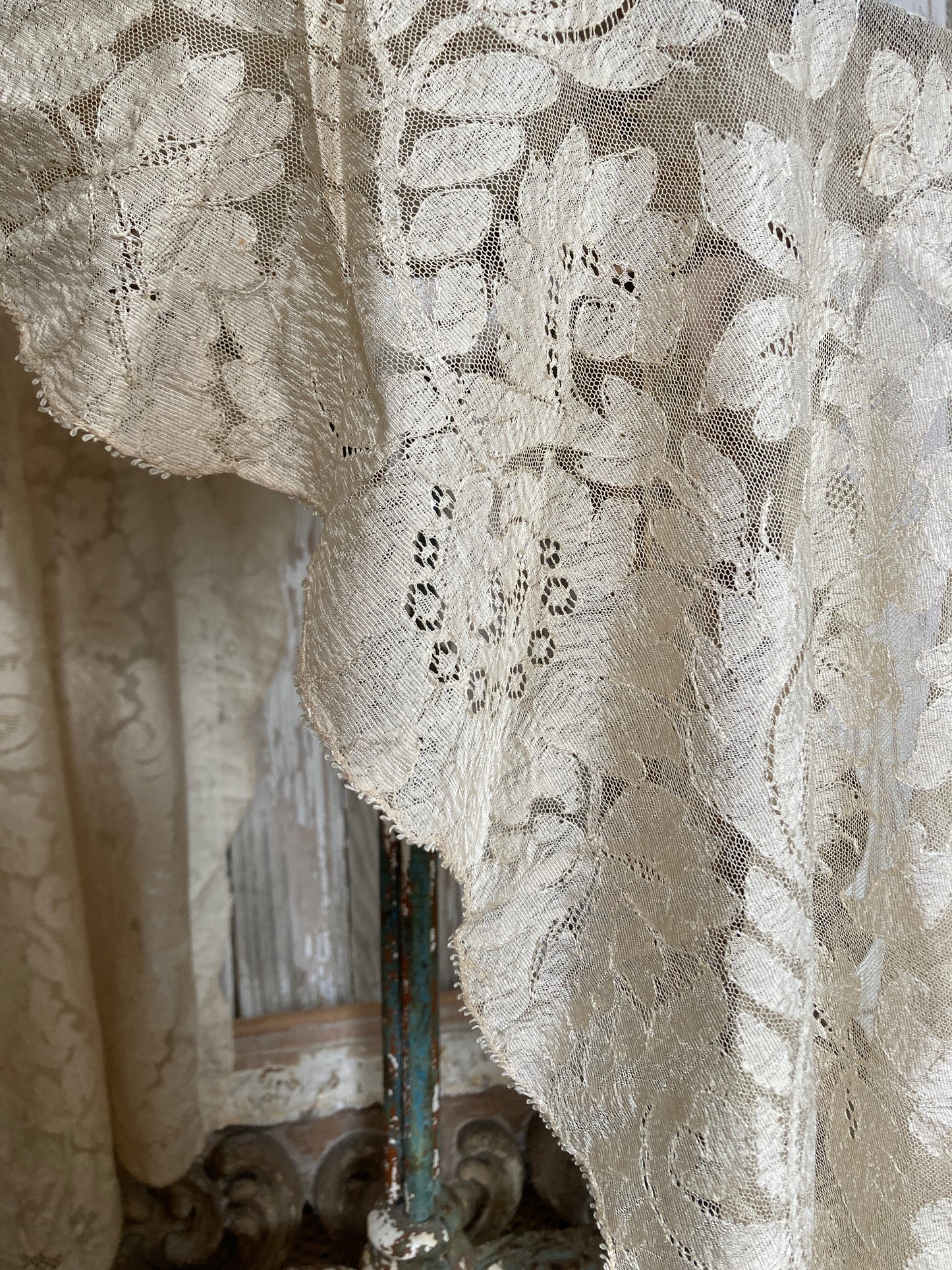Stunning antique blonde lace shawl