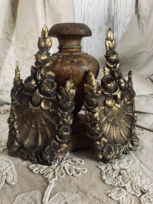 Pair of large ornate French ormulu mounts.